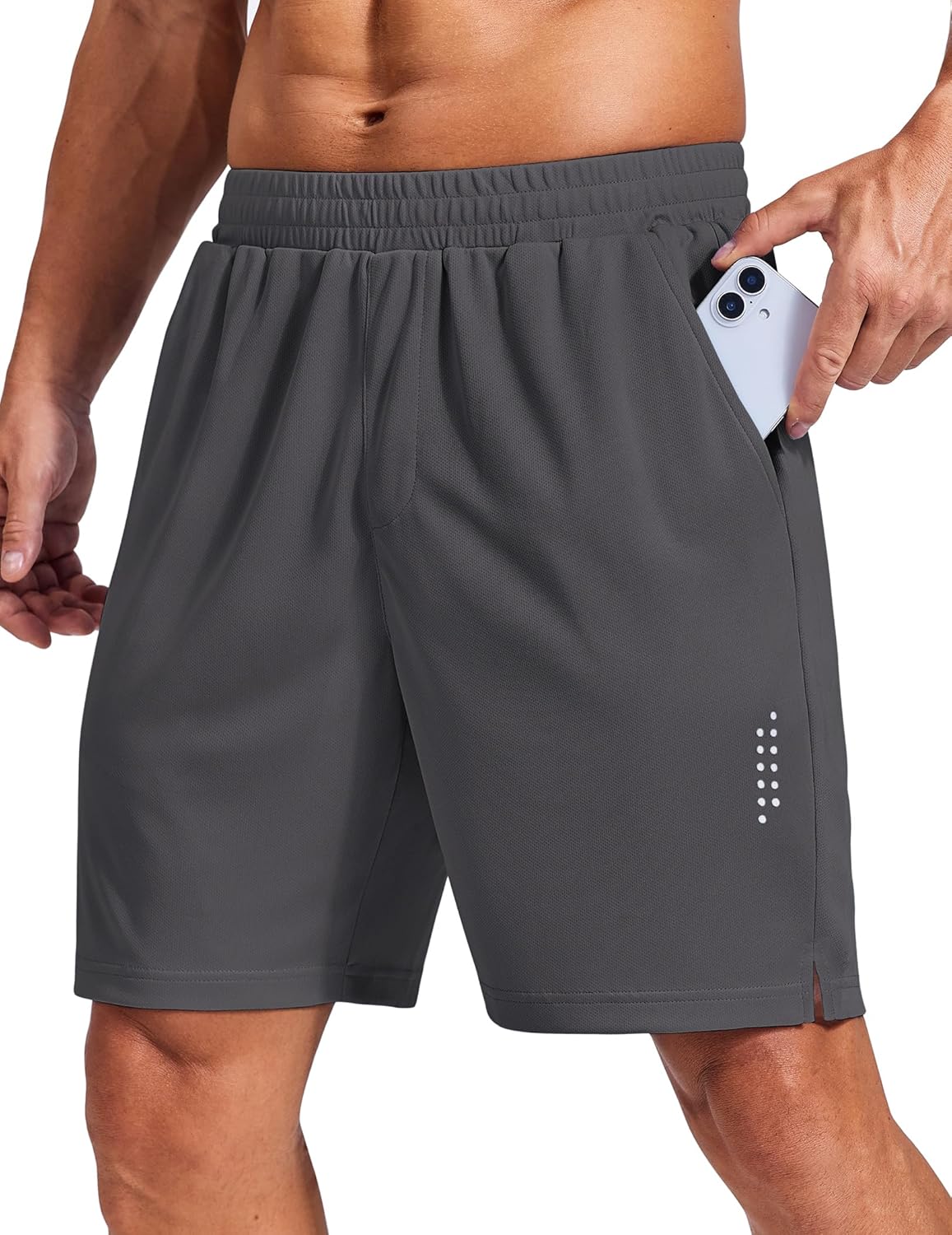 COOFANDY Mens Athletic Running Shorts with Zipper Pockets Quick Dry 7" Gym Workout Training Shorts - Image 8