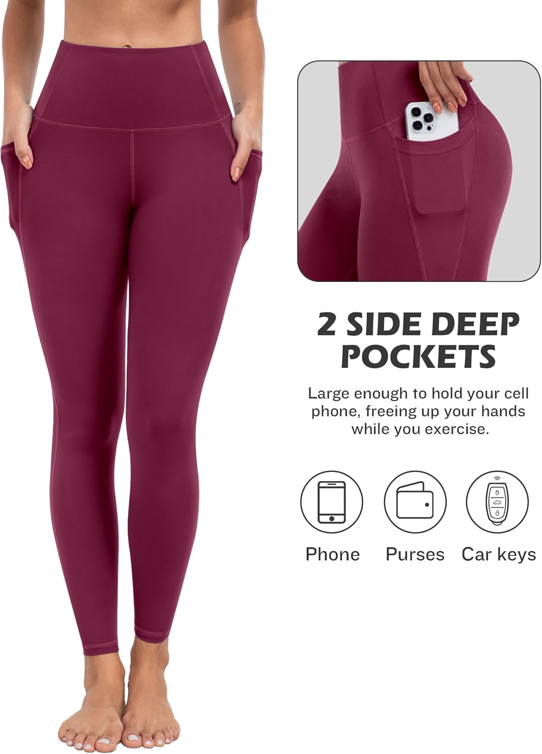 Alternative view of ATHVOTAR Leggings with Pockets for Women, 7 Packs High Waisted Workout Tummy Control Yoga Pants