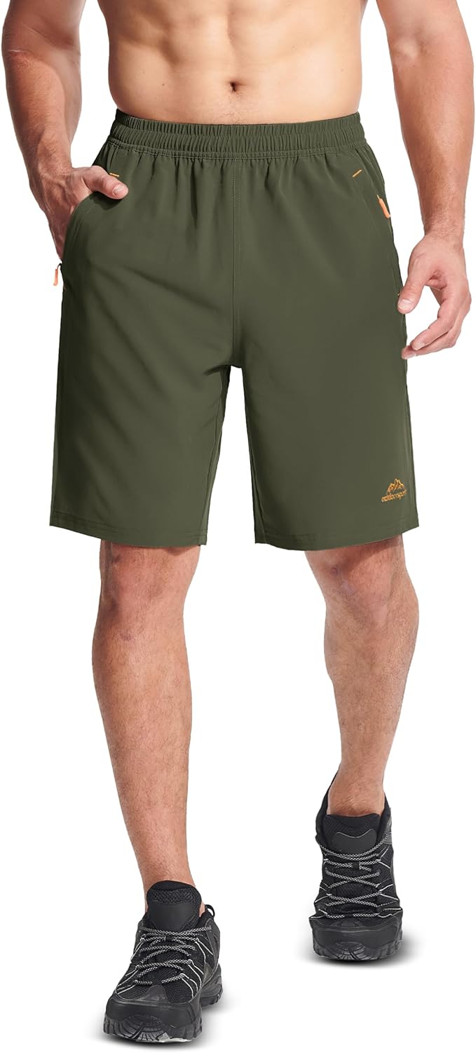 MAGCOMSEN Men's Hiking Shorts 9" Quick Dry Lightweight Running Shorts with Zipper Pockets for Workout Athletic Sport