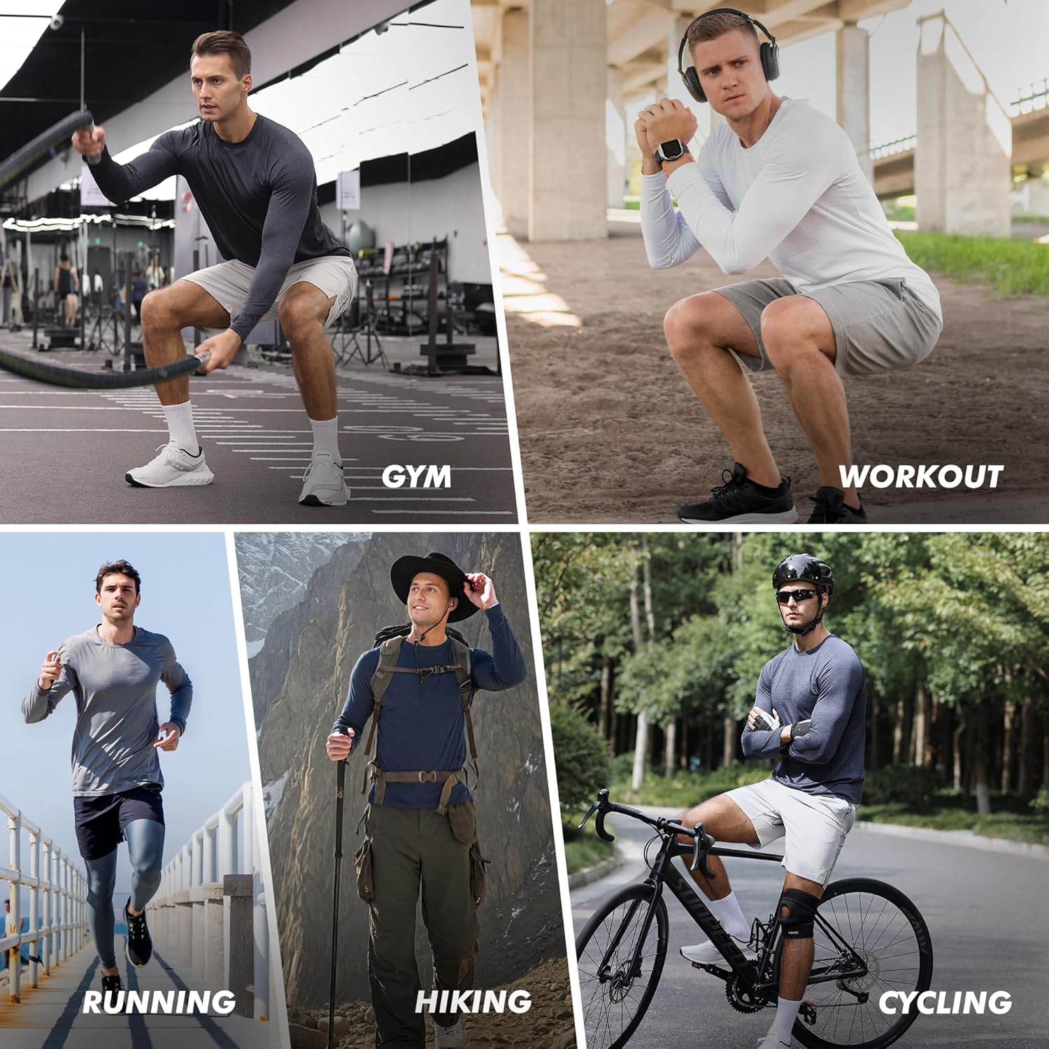 4 Pack Long Sleeve Shirts for Men - Quick Dry Moisture Wicking Sun Protection Tshirts for Fishing Workout Athletic Casual Gym