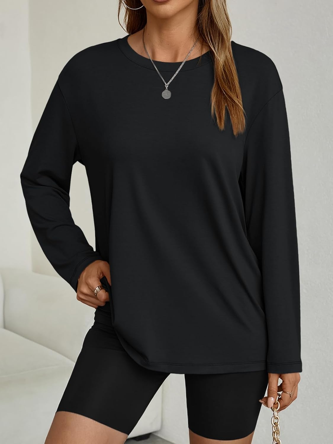 AUTOMET Women's Oversized Long Sleeve Shirts Fall Trendy Tops Fashion Gym Baggy Basic Casual Loose Fit Workout Y2k Clothes