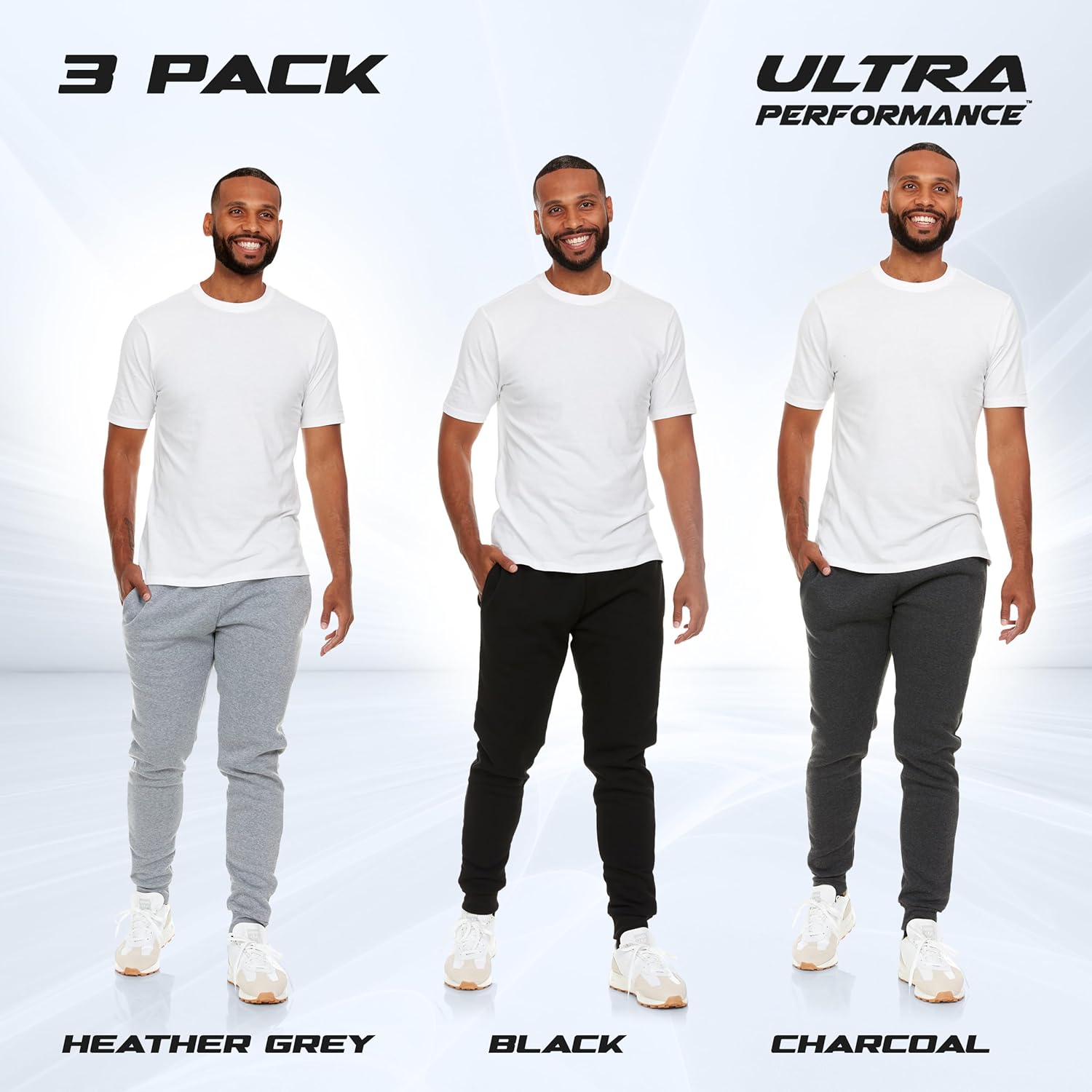 Ultra Performance 3 Pack Mens Joggers Mens Athletic Sweatpants with Pockets for Men, Small - 3X