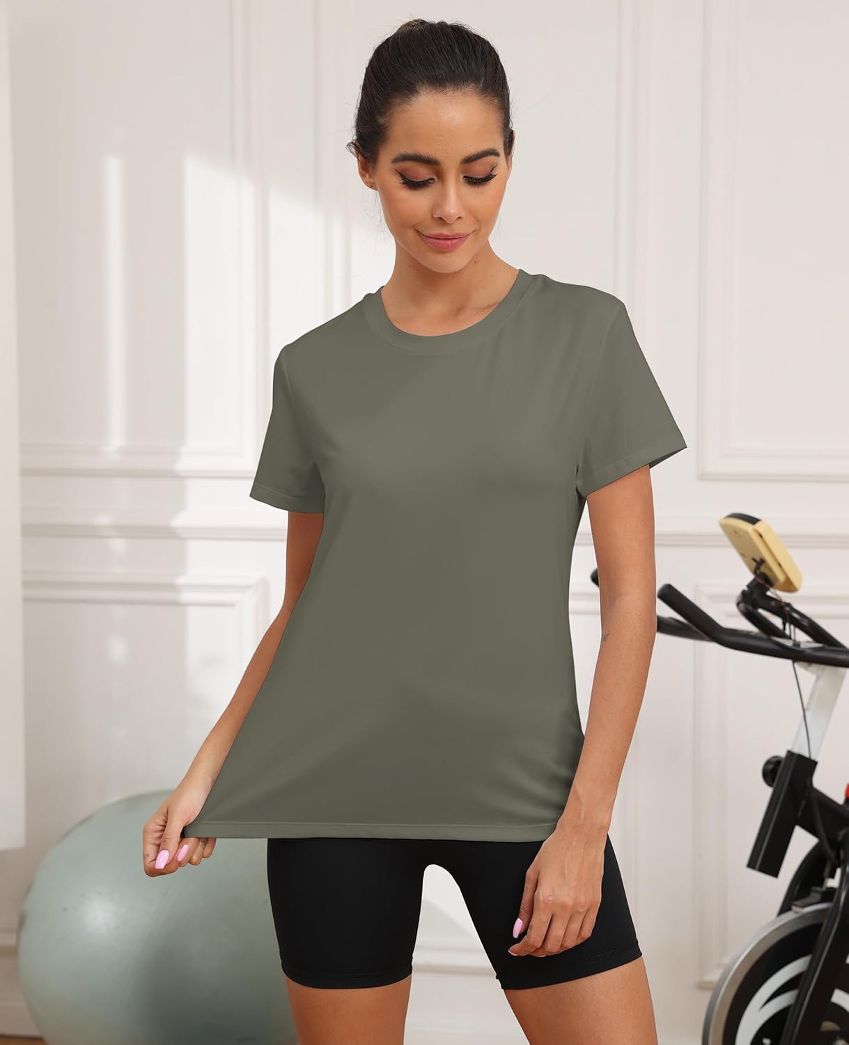 KevaMolly Workout Tops for Women UPF50+ Breathable Loose Fit Yoga T Shirts Short Sleeve Running Gym Athletic Tee Top
