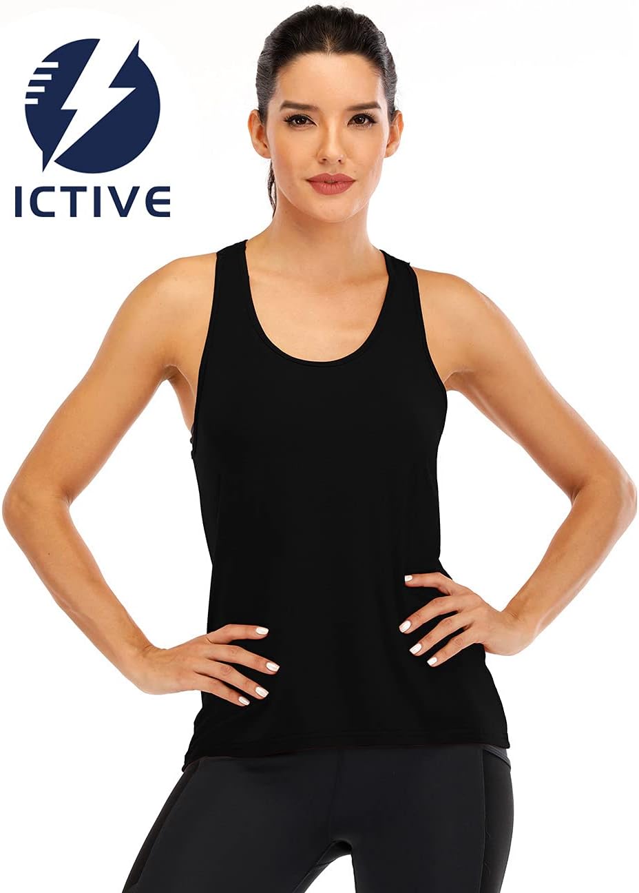 ICTIVE Womens Cross Backless Workout Tops for Women Racerback Tank Tops Open Back Running Muscle Tank Yoga Shirts