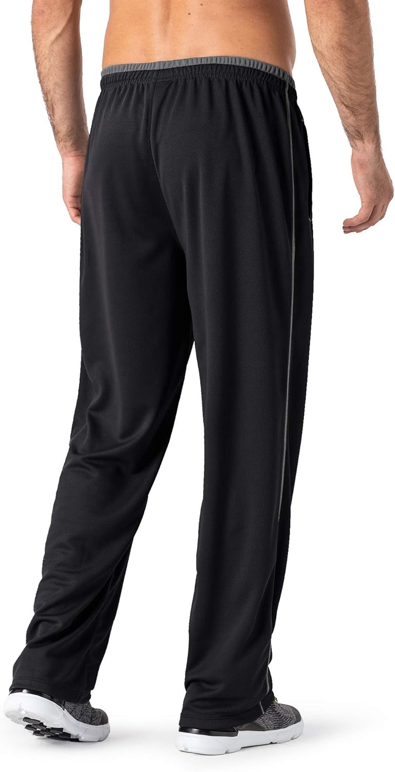 MAGNIVIT Men's Lightweight Sweatpants Loose Fit Open Bottom Mesh Athletic Pants with Zipper Pockets