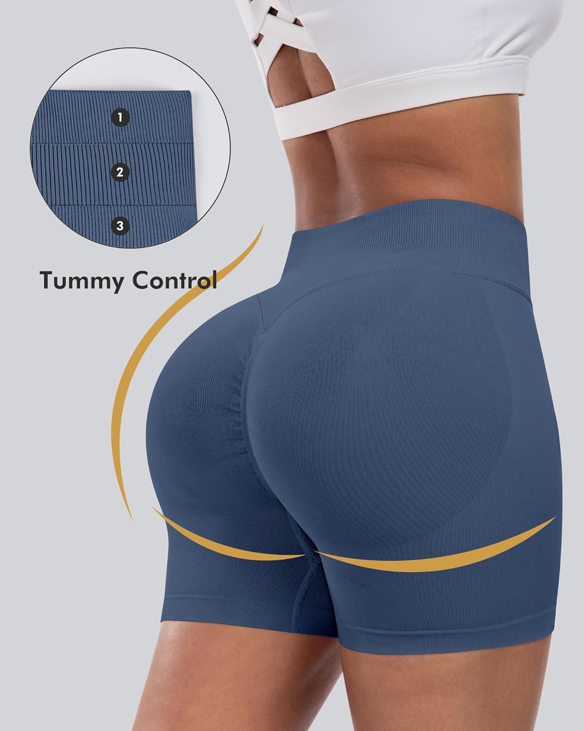 Alternative view of CHRLEISURE Workout Gym Biker Shorts, High Waisted Butt Lifting Scrunch Butt Sports Seamless Shorts Sets 4 Piece