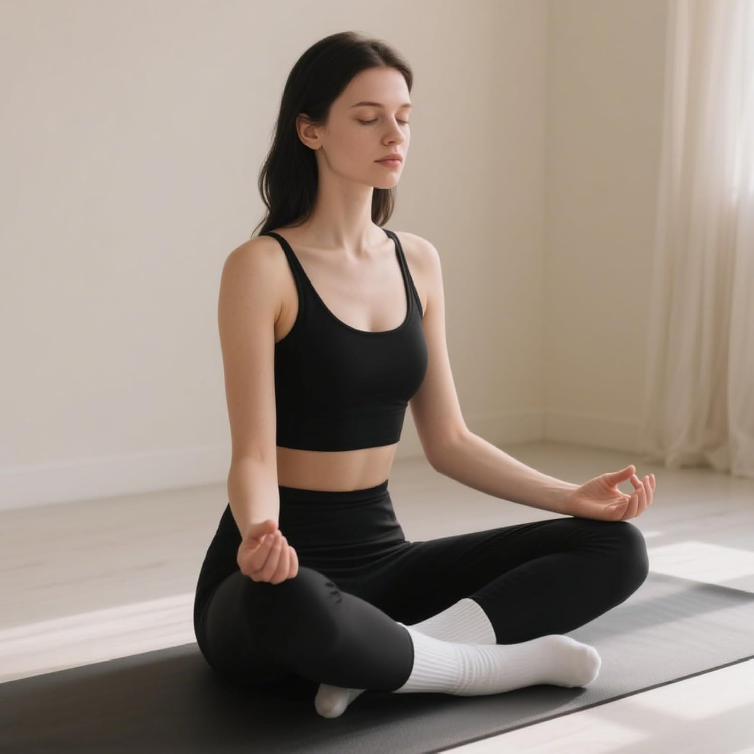 Alternative view of BONANGEL Pilates Socks with Grips for Women, 3 Pairs Womens Grippy Yoga Ballet Barre Hospital Gym Athletic Socks