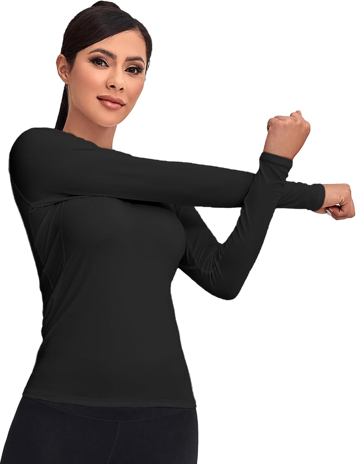 TELALEO 4 Pack Women's Compression Shirt Long Sleeve Performance Workout Baselayer Athletic Top Sports Gear