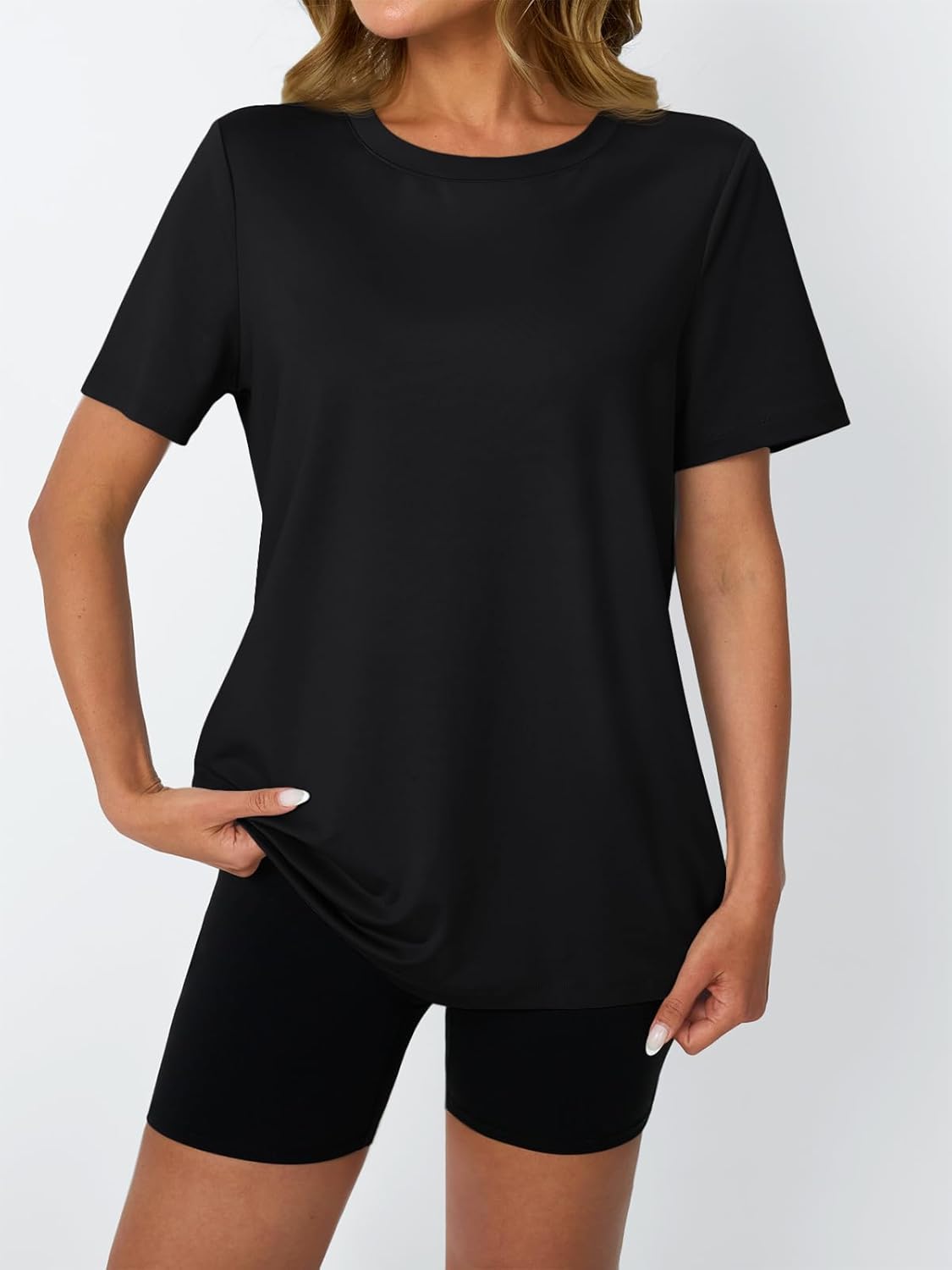 AUTOMET Women's Workout Tops Short Sleeve Gym Shirts Summer Athletic Yoga Tshirts Loose Fit Casual Clothes 2026