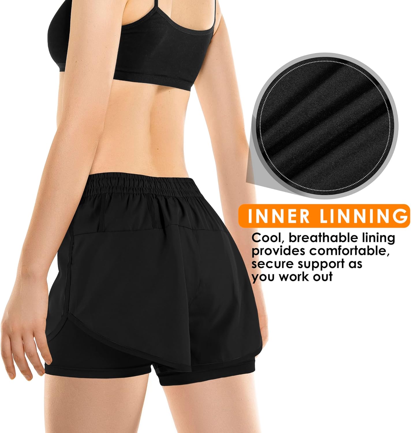 Alternative view of Yevrimow Women's 2 in 1 Running Shorts for Gym Yoga Workout Athletic Shorts High-Waisted Shorts with Liner Pockets