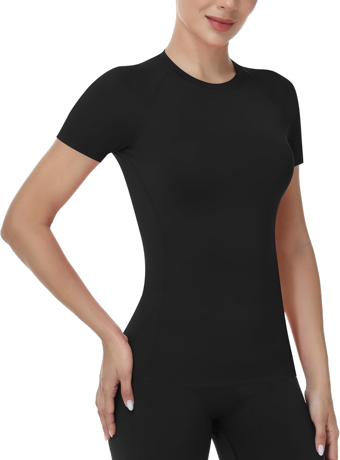 Runhit Compression Shirt Women Short Sleeve Workout Tops Athletic Gym Moisture Wicking T-Shirt Running Yoga Base Layer