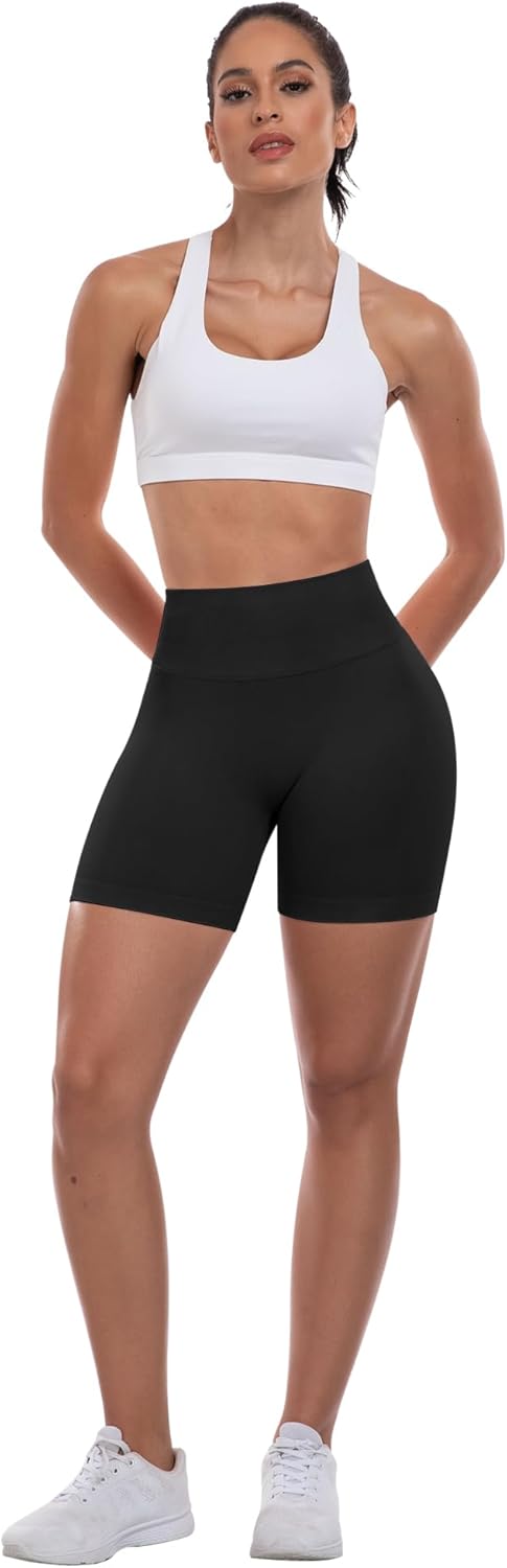 ATHVOTAR Workout Gym Shorts Women, High Waisted Seamless Butt Lifting Scrunch Butt Sports Shorts