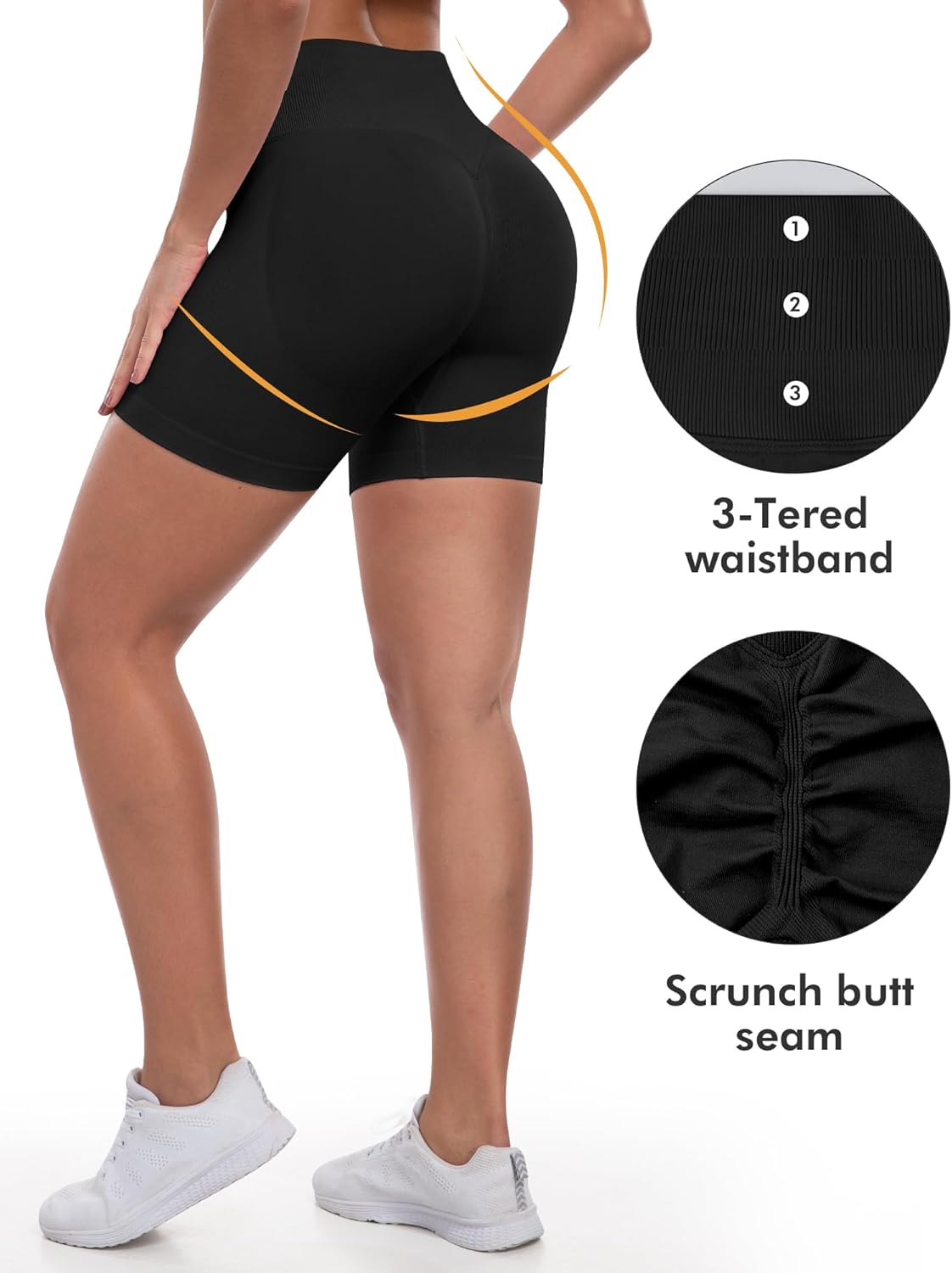 Alternative view of ATHVOTAR Workout Gym Shorts Women, High Waisted Seamless Butt Lifting Scrunch Butt Sports Shorts