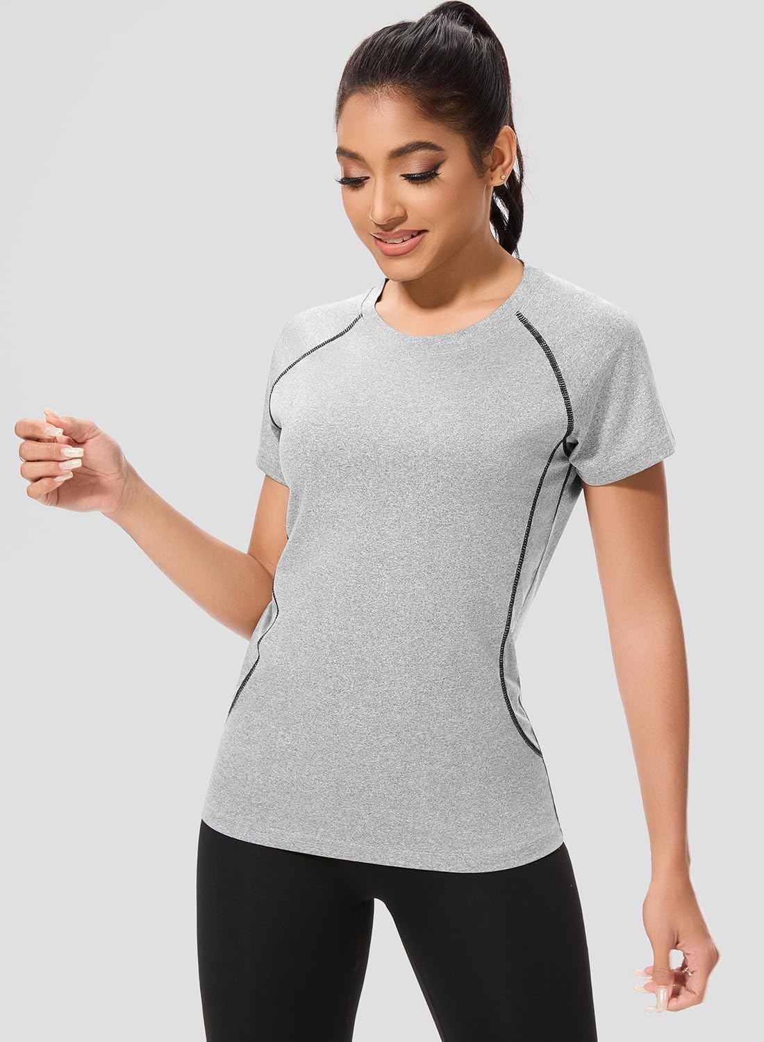 Alternative view of Cosy Pyro 4-Pack Women's Workout Tops Short Sleeve Athletic Compression T-Shirt Quick Dry Running Gym Tee Yoga Shirts