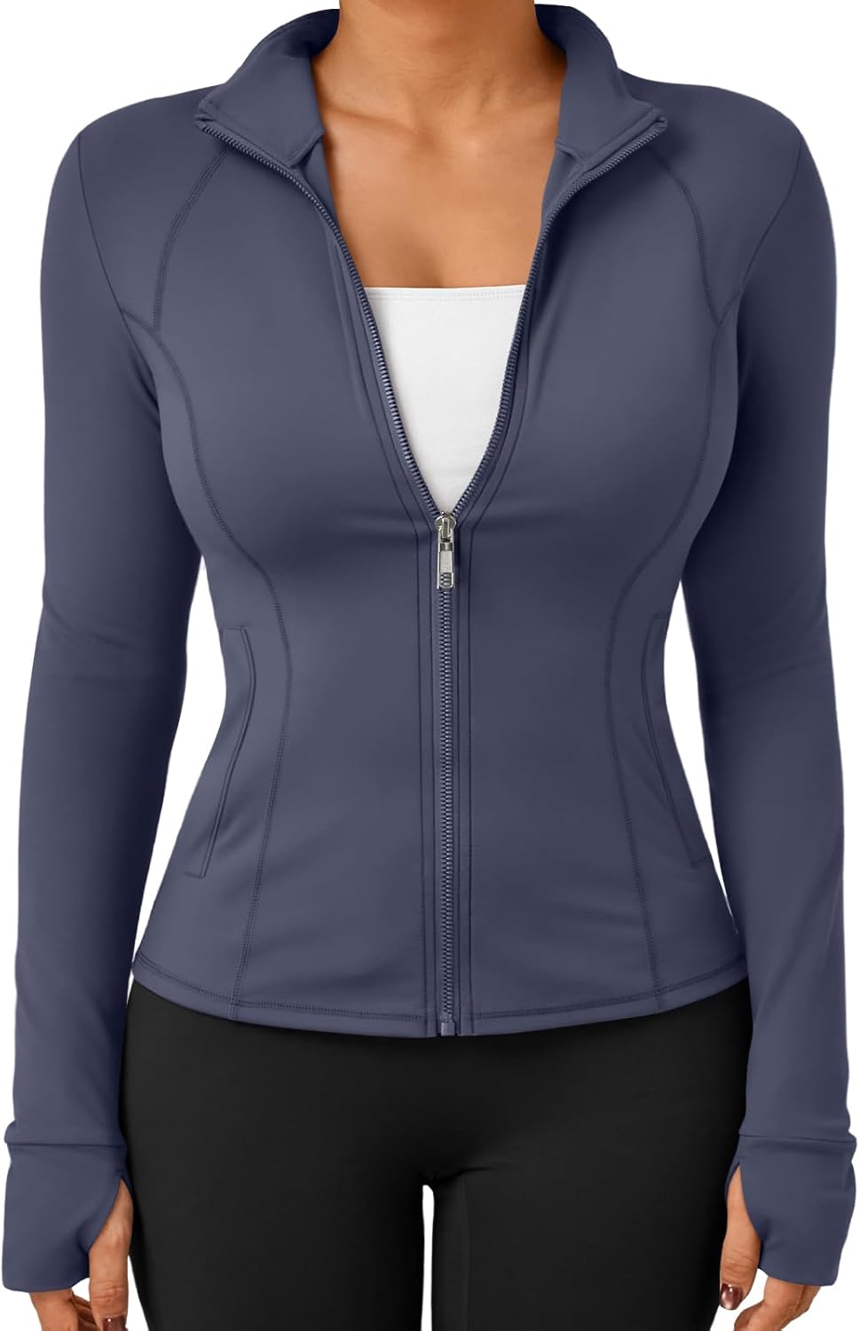 Trendy Queen Womens Lightweight Zip Up Jackets 2026 Athletic Workout Hoodies Spring Shirt Fitted Gym Clothes with Pocket - Image 9