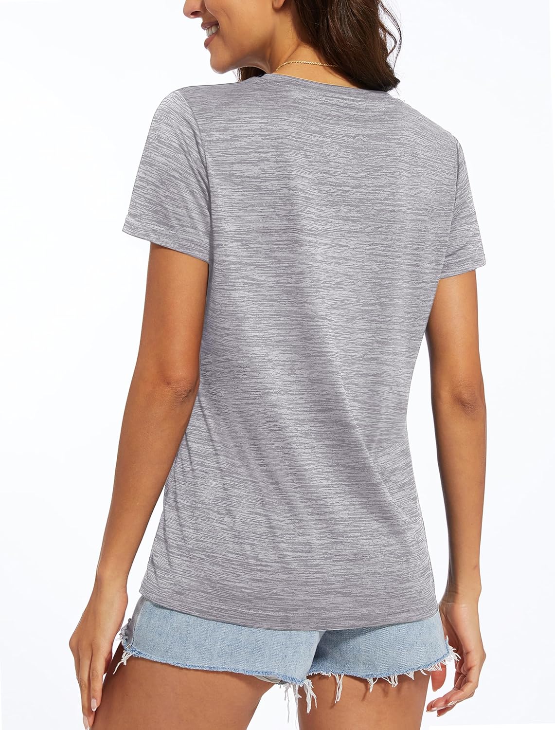 MAGCOMSEN Women's V Neck Workout Shirts Short Sleeve Moisture Wicking Yoga T-Shirts Quick Dry Athletic Tops