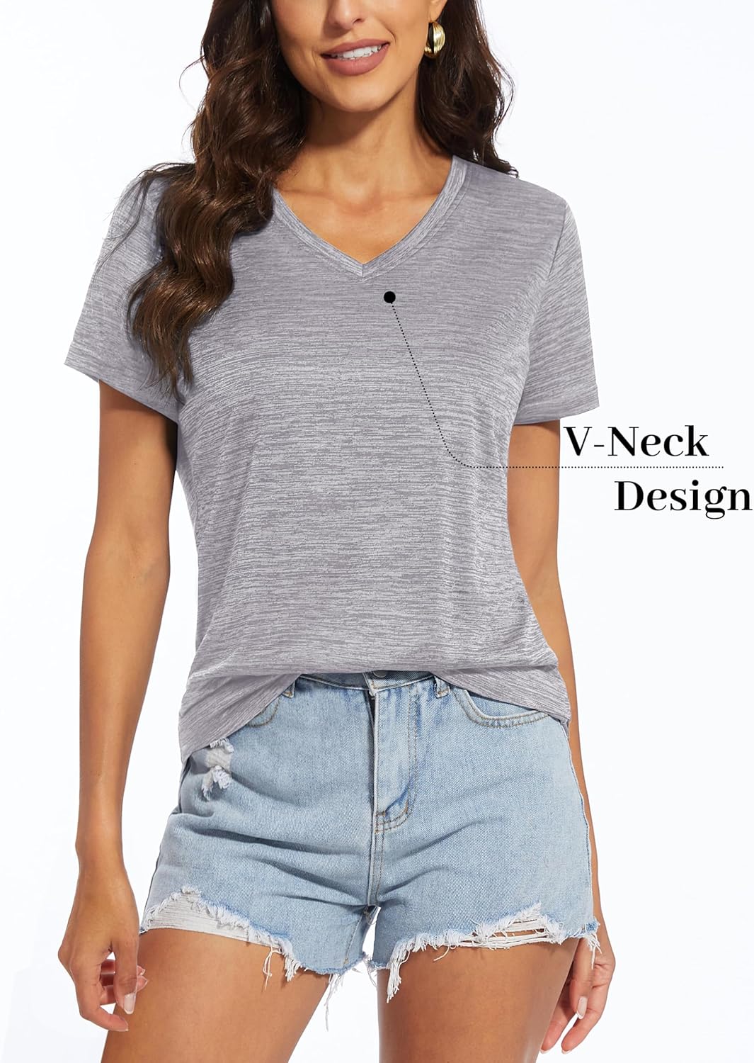 Alternative view of MAGCOMSEN Women's V Neck Workout Shirts Short Sleeve Moisture Wicking Yoga T-Shirts Quick Dry Athletic Tops