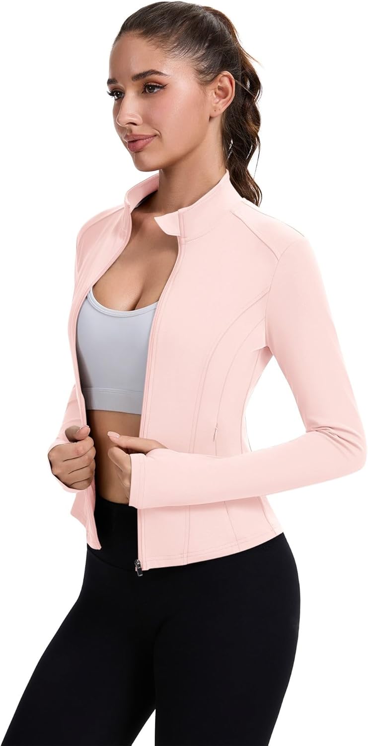 Alternative view of ZHENWEI Workout Jackets for Women Full Zip Up Cropped Athletic Long Sleeve Lightweight Slim Fit Running Tops with Pockets
