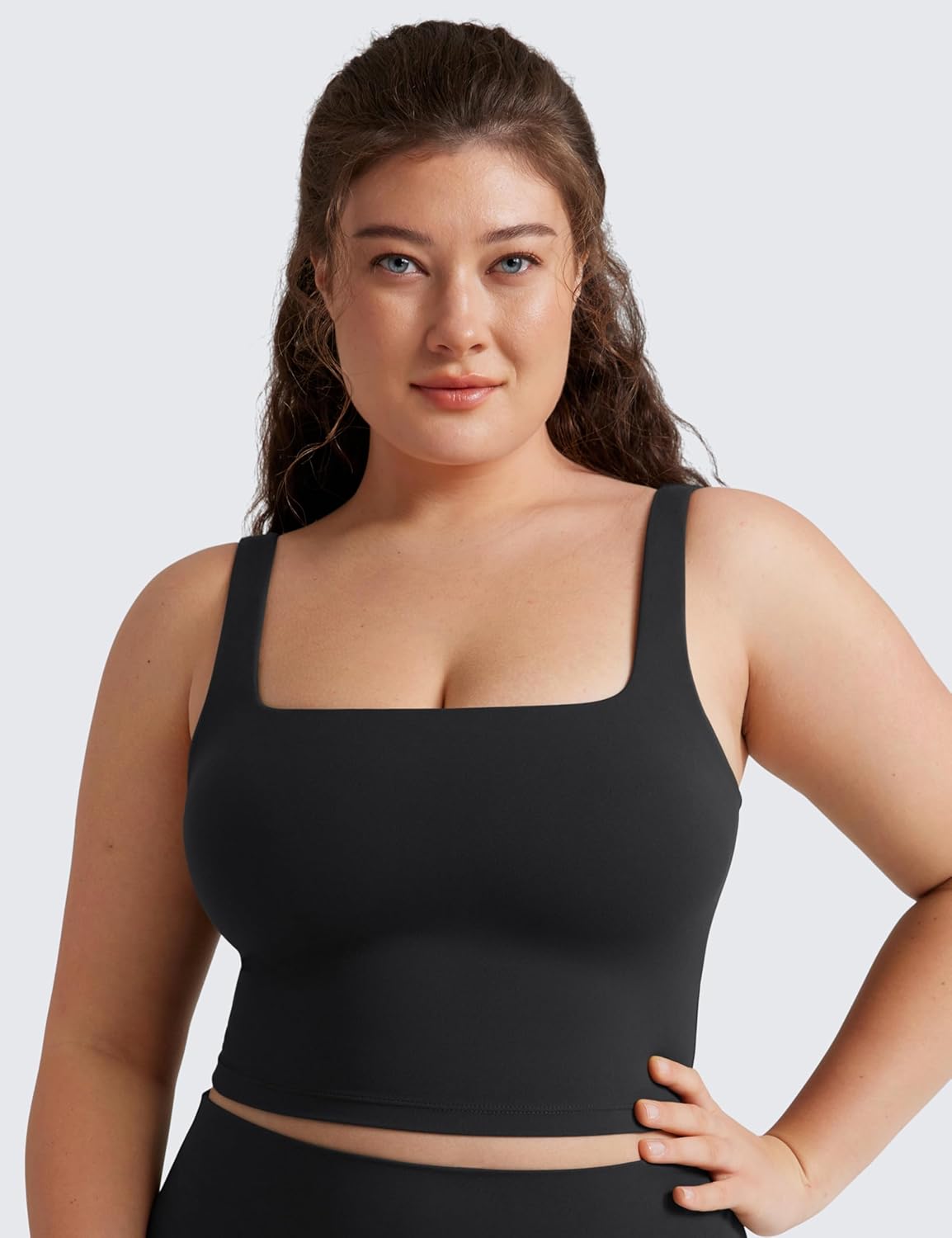 CRZ YOGA Butterluxe Square Neck Crop Tank Tops for Women - Workout Longline Sports Bras Padded Yoga Camisole - Image 5