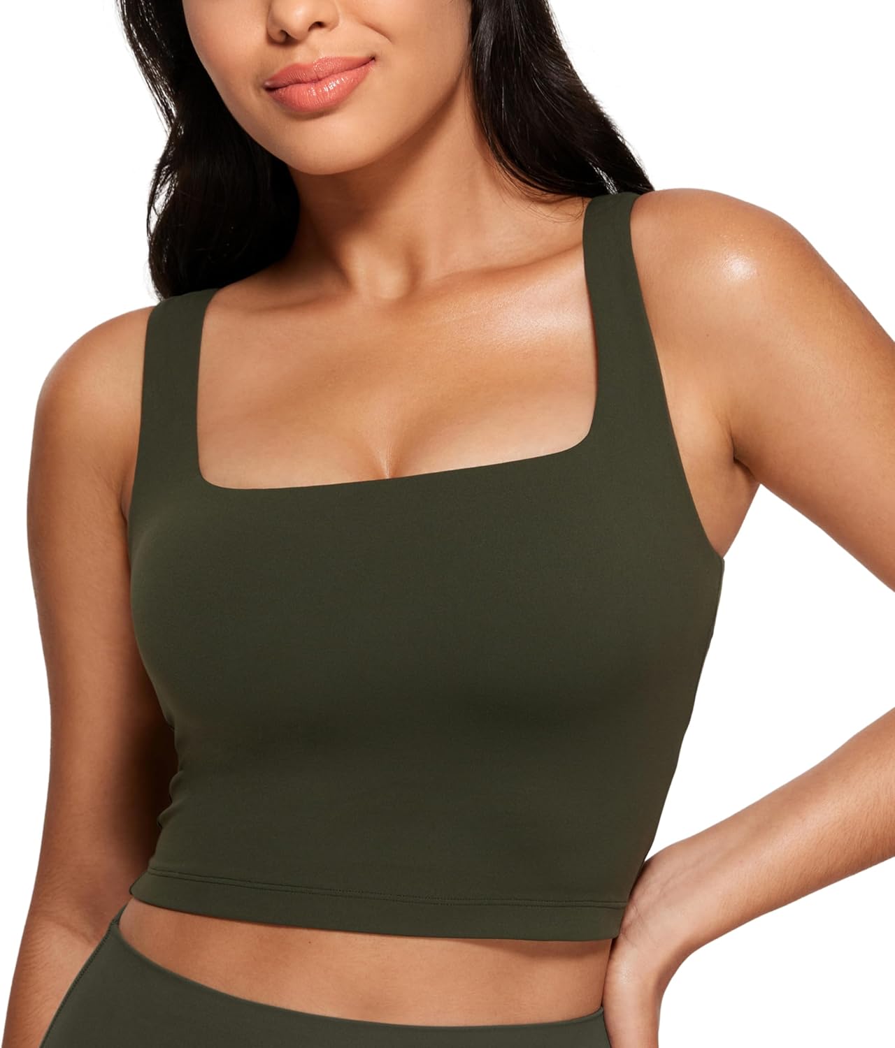 CRZ YOGA Butterluxe Square Neck Crop Tank Tops for Women - Workout Longline Sports Bras Padded Yoga Camisole - Image 8