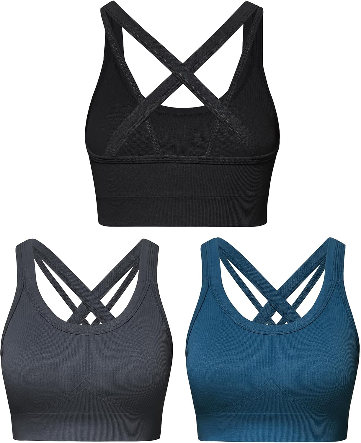 Sports Bras for Women HIigh Support, Criss-Cross Back Padded Strappy High Impact Sports Bras for Women Large Bust - Image 9