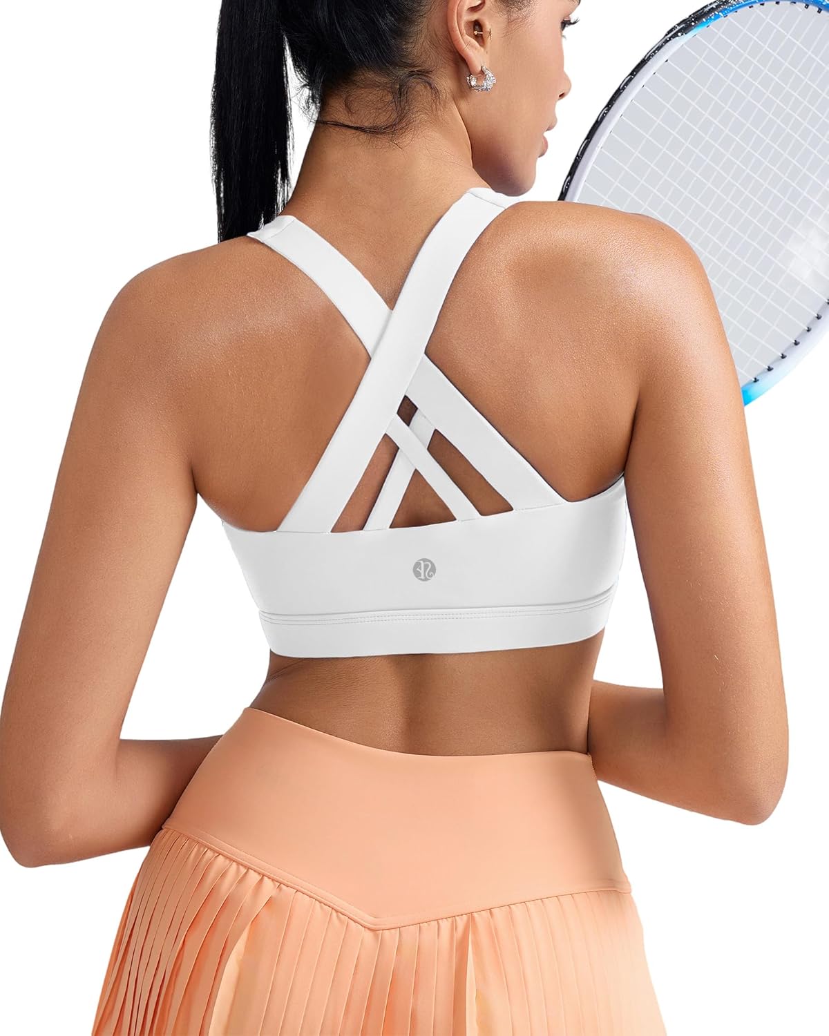 Alternative view of RUNNING GIRL Sports Bras for Women,Padded Strappy Sports Bras Criss-Cross Back Medium Support Sports Bras with Removable Cups