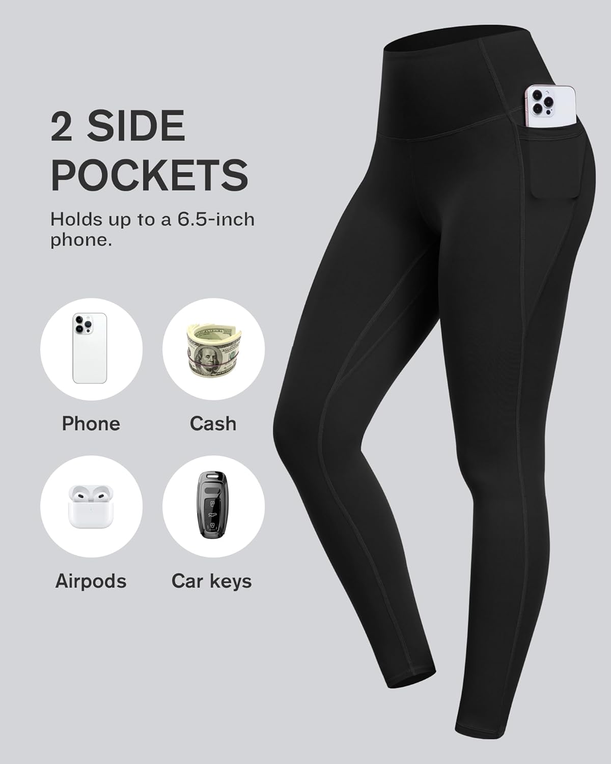Alternative view of CHRLEISURE Leggings with Pockets for Women - Tummy Control High Waisted Soft Workout Yoga Pants