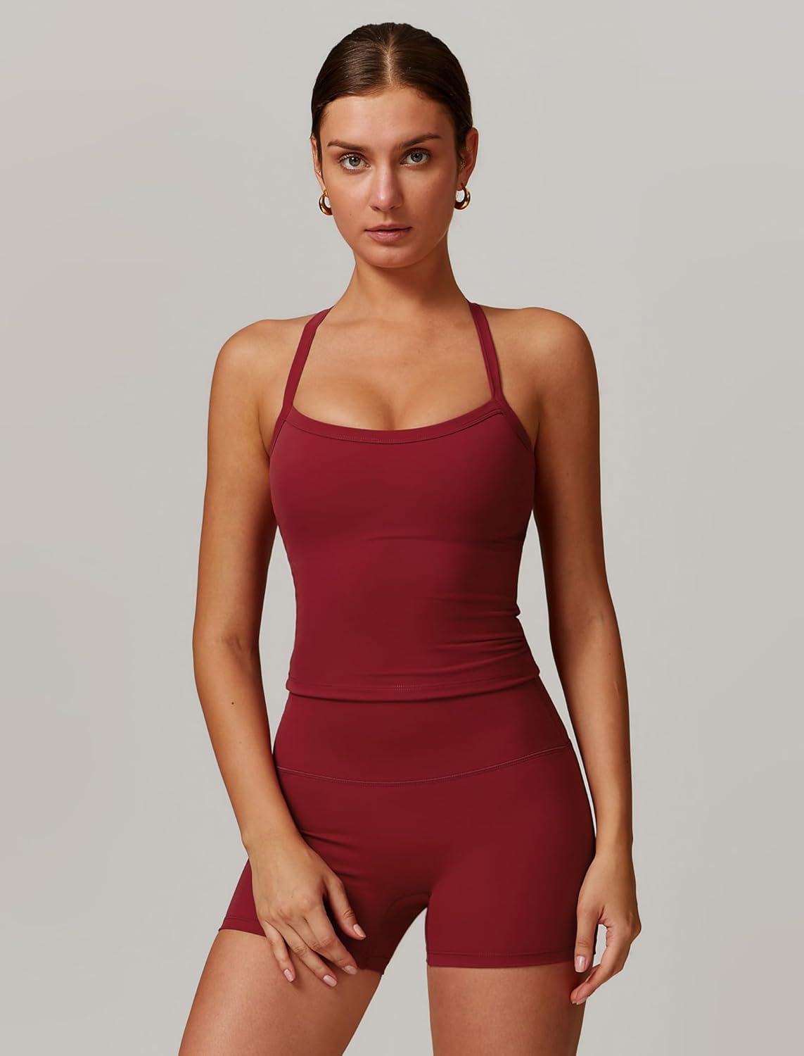 QBGJTD Two Piece Workout Sets For Women Tank Top Matching High Waist Booty Lifting Shorts Gym Yoga Active Wear Outfits