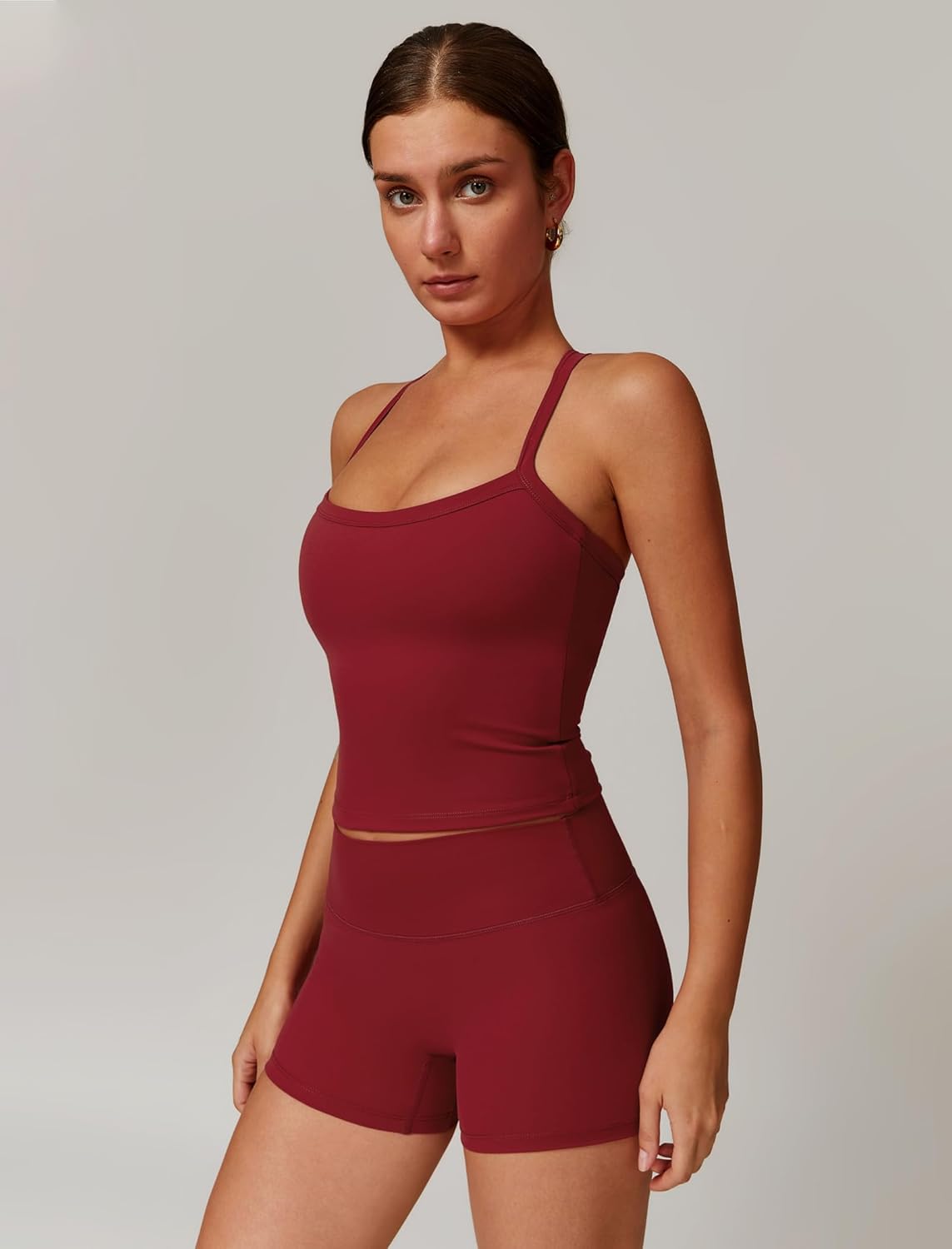 Alternative view of QBGJTD Two Piece Workout Sets For Women Tank Top Matching High Waist Booty Lifting Shorts Gym Yoga Active Wear Outfits