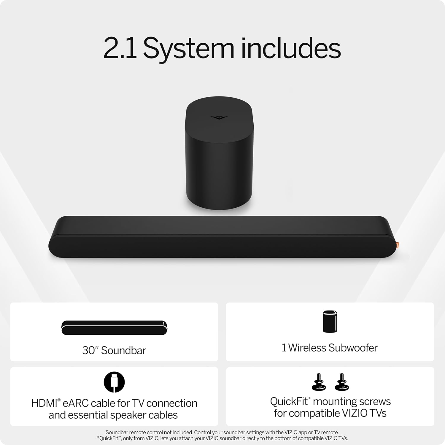 Alternative view of VIZIO 2.1 Soundbar, Wireless Subwoofer w/Dolby Atmos & DTS:X, Bluetooth Speaker, QuickFit™ Compatible u2013 SV210M-08 (New, 2024 Model)