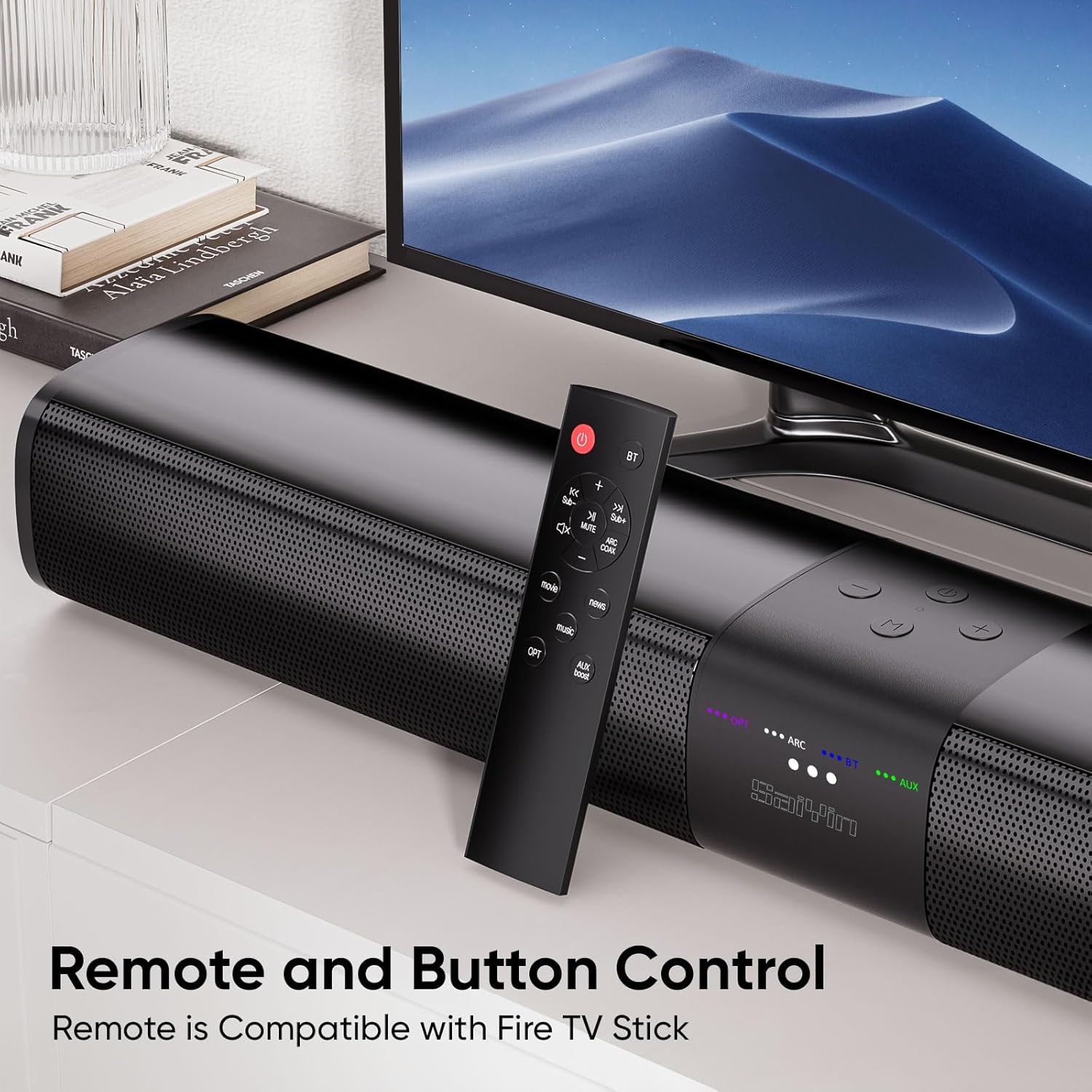 Alternative view of Saiyin Sound Bars for Smart TV with Subwoofer, Soundbar with Optical/ARC/AUX and Bluetooth 5.3 Inputs, Surround Sound System with 5.25 Inches Woofer,Treble and Bass Adjustable