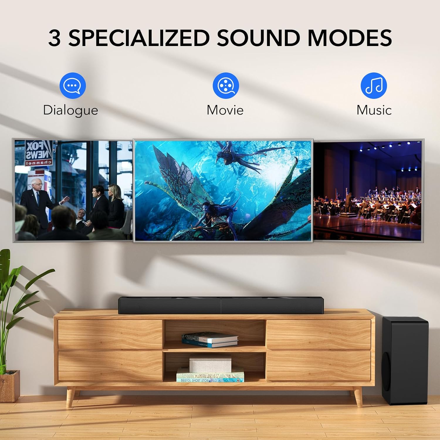 LARKSOUND 2.1 CH Sound Bar with Subwoofer, 31" Soundbar for Smart TV with HDMI, Optical, AUX, Bluetooth, USB - Surround Sound System