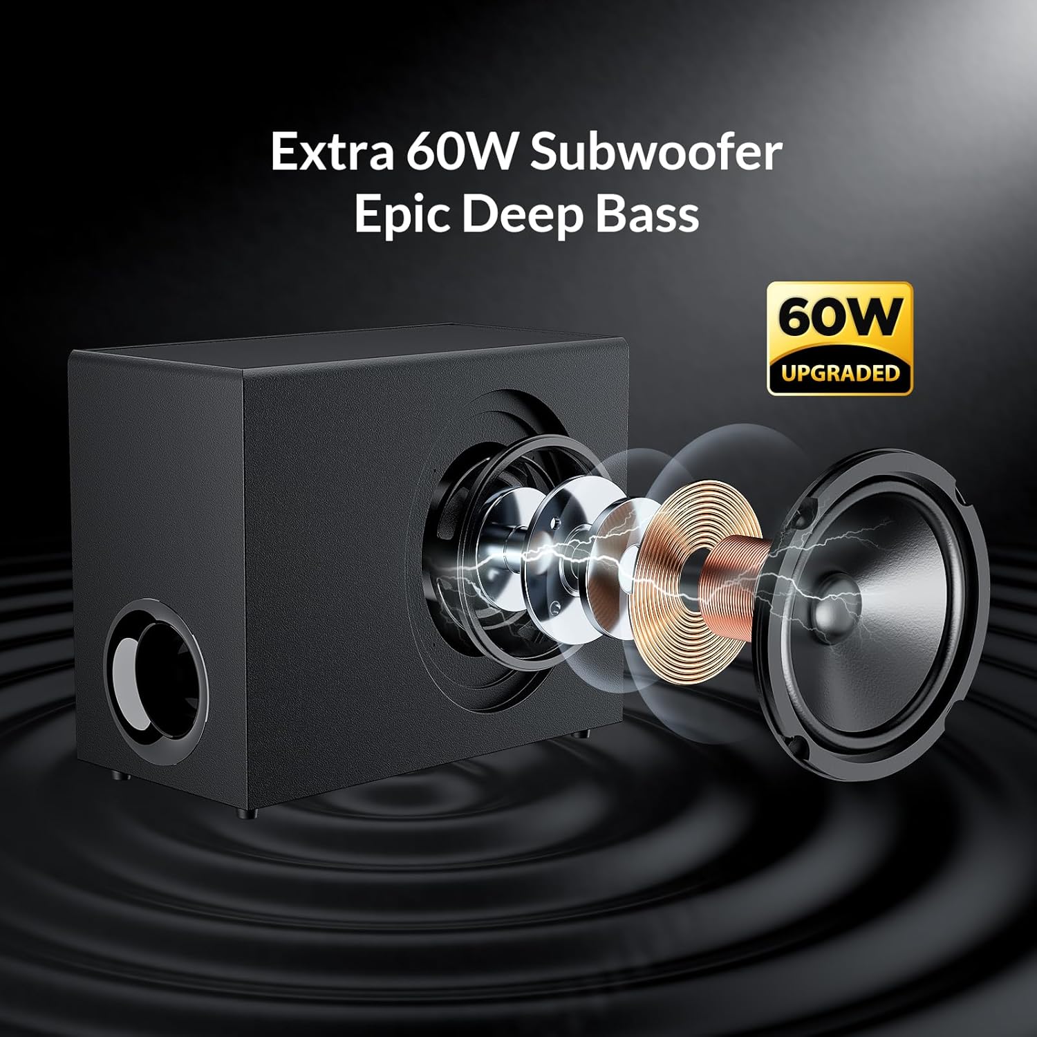 Alternative view of Assistrust Sound Bar with Subwoofer, 110W Sound Bar for Smart TV with Adjustable Deep Bass & Volume Boost & 3 EQ Modes, Bluetooth/ARC/Opt/AUX, Detachable Soundbar for TV/PC/Gaming/Projector