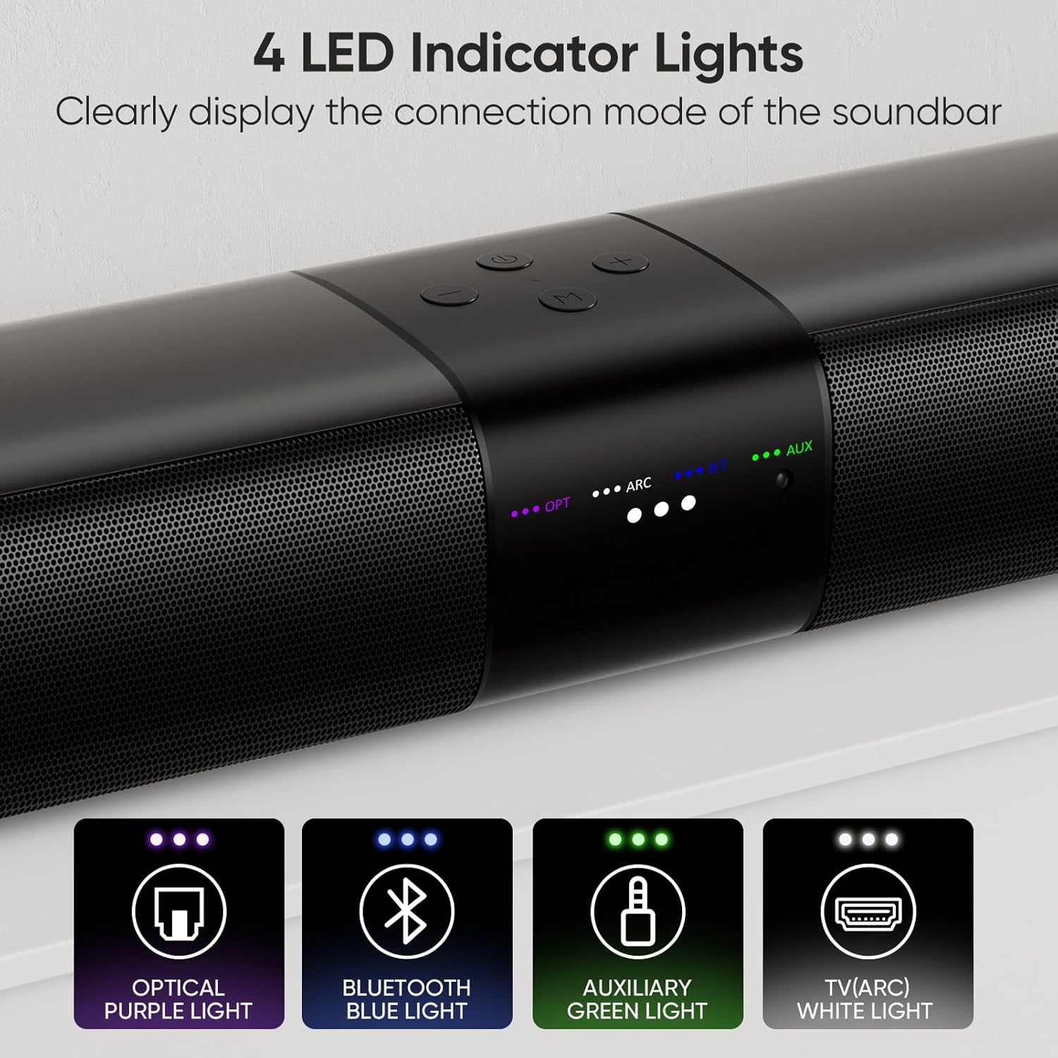 Alternative view of WebsLand Sound Bar for Smart TV, 80W Soundbar with Four Woofers, Dual Horn Tweeters, 2.0 Channel TV Speaker, 2 in 1 Detachable Design, BT/ARC/AUX/Optical Connection, Surround Sound System for TV