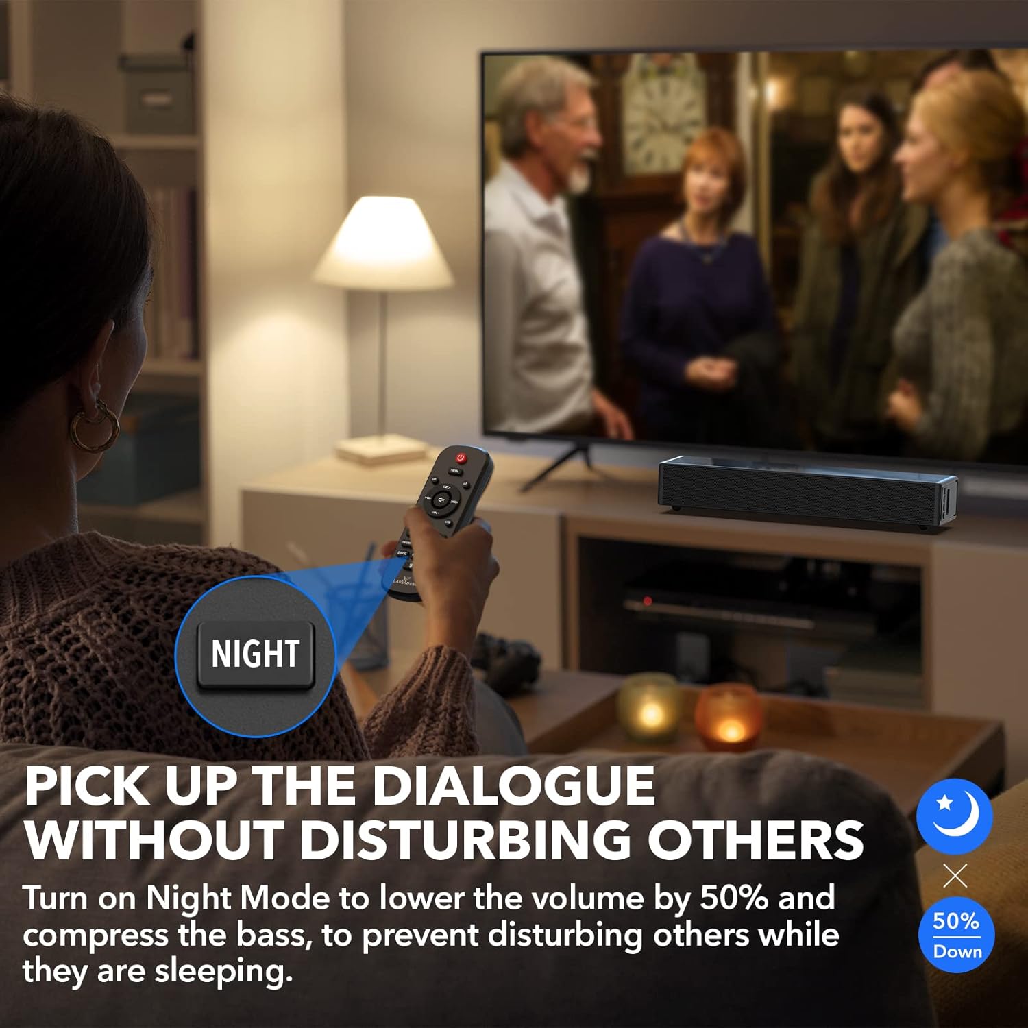 Alternative view of LARKSOUND 2.1 CH Sound Bar with Built-in Subwoofer, Small Soundbar for TV, PC, Gaming, Mini TV Speaker with Bluetooth/HDMI ARC/Optical/AUX/USB Connections