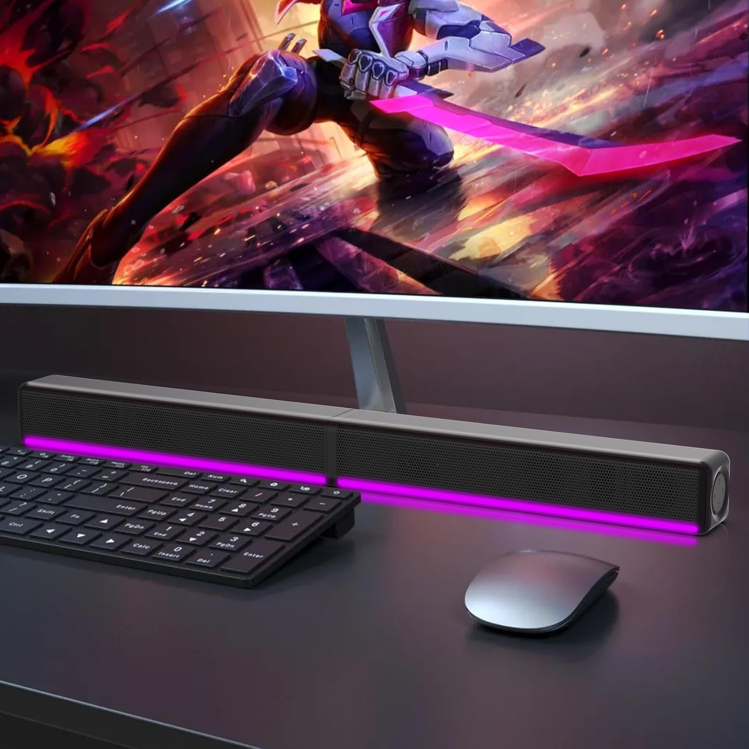 GEOYEAO 2.2 CH Detachable Sound Bar with Built-in Dual Subwoofer, 180W RGB Bluetooth Soundbar for TV, Support HDMI ARC/Optical/AUX, Surround Speaker System for Gaming/Home Theater/PC - Image 6