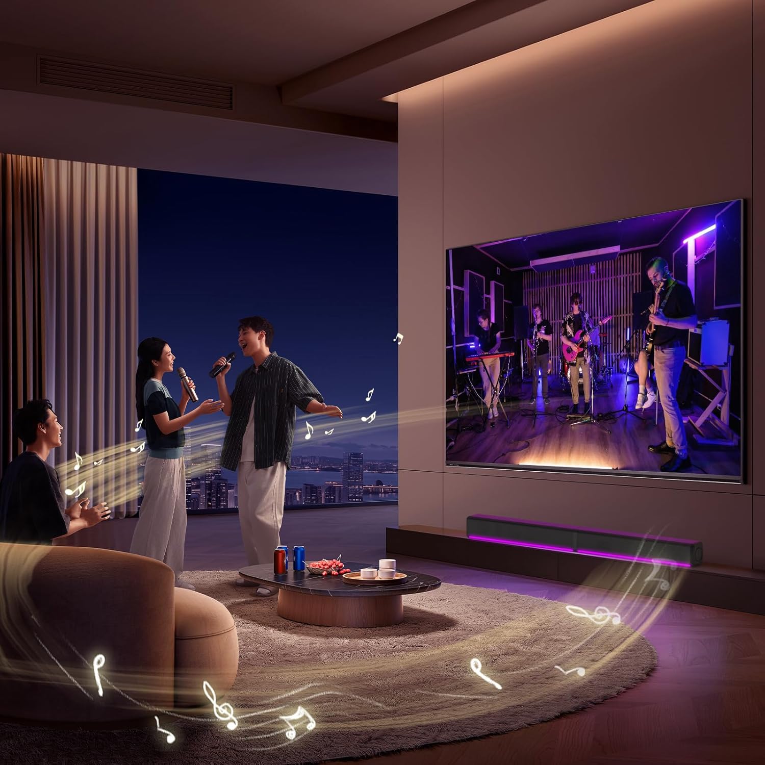 GEOYEAO 2.2 CH Detachable Sound Bar with Built-in Dual Subwoofer, 180W RGB Bluetooth Soundbar for TV, Support HDMI ARC/Optical/AUX, Surround Speaker System for Gaming/Home Theater/PC - Image 7