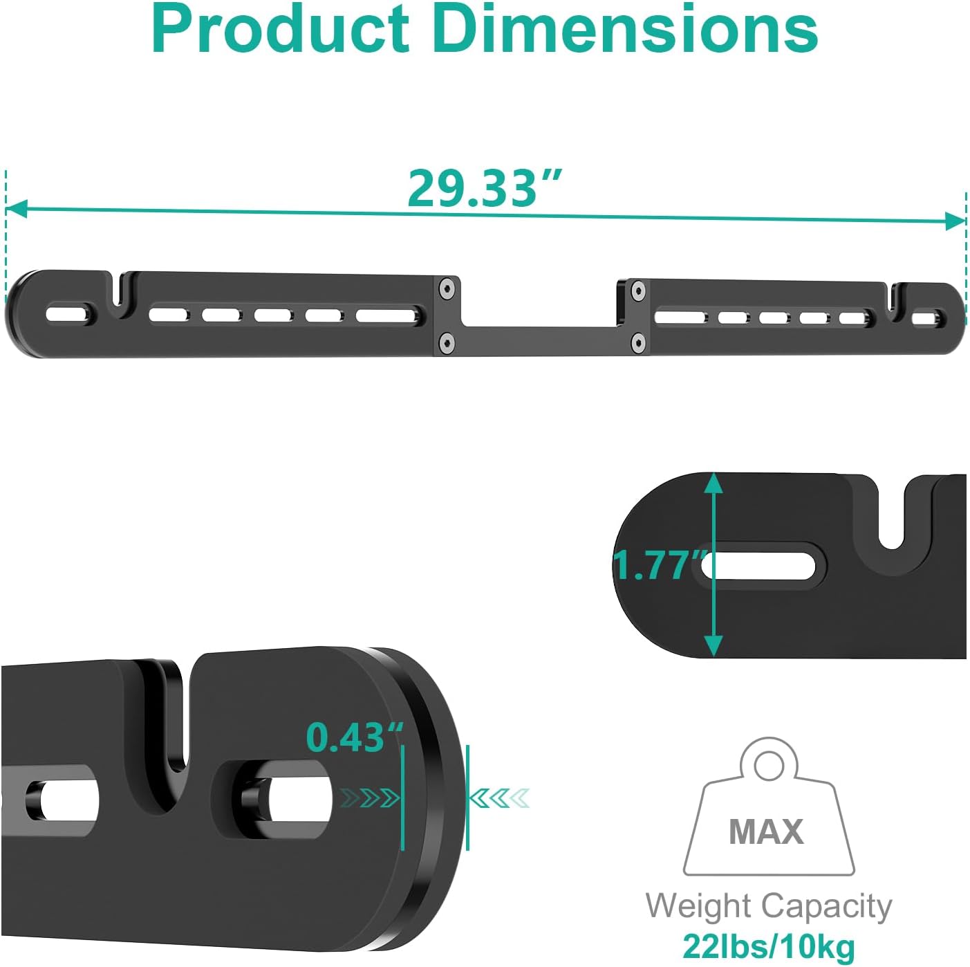 Alternative view of WALI Soundbar Mount for Sonos Arc and Sonos Arc Ultra - Sound bar Wall Mount Bracket, Minimalist Design, Perfect for Under TV Installation, Black