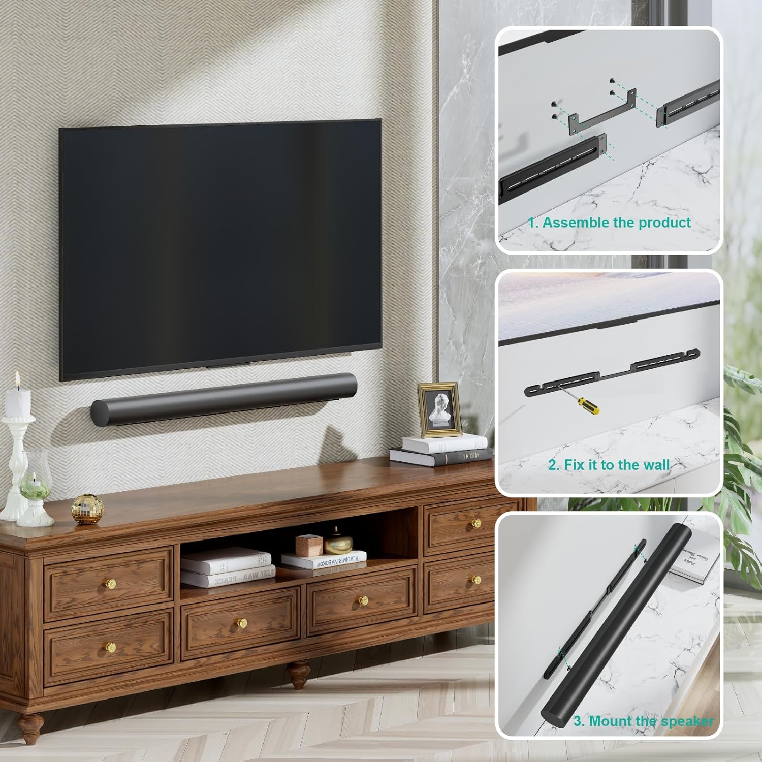 WALI Soundbar Mount for Sonos Arc and Sonos Arc Ultra - Sound bar Wall Mount Bracket, Minimalist Design, Perfect for Under TV Installation, Black - Image 4