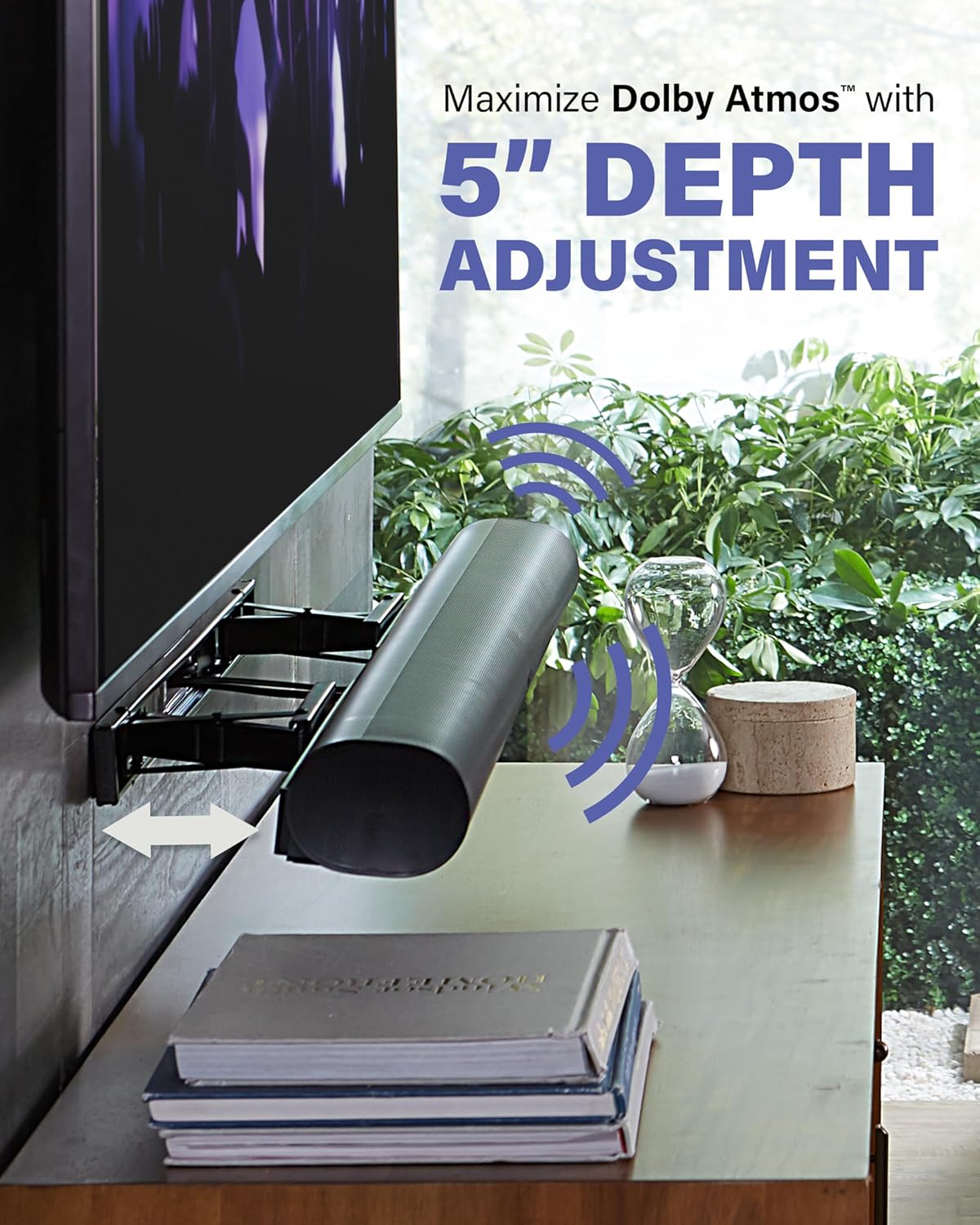 Alternative view of SANUS Extendable Soundbar Wall Mount for Sonos Arc & Sonos Arc Ultra Soundbar u2013 5u201D Depth Adjustment Optimized for Dolby Atmos - Black Speaker Mount