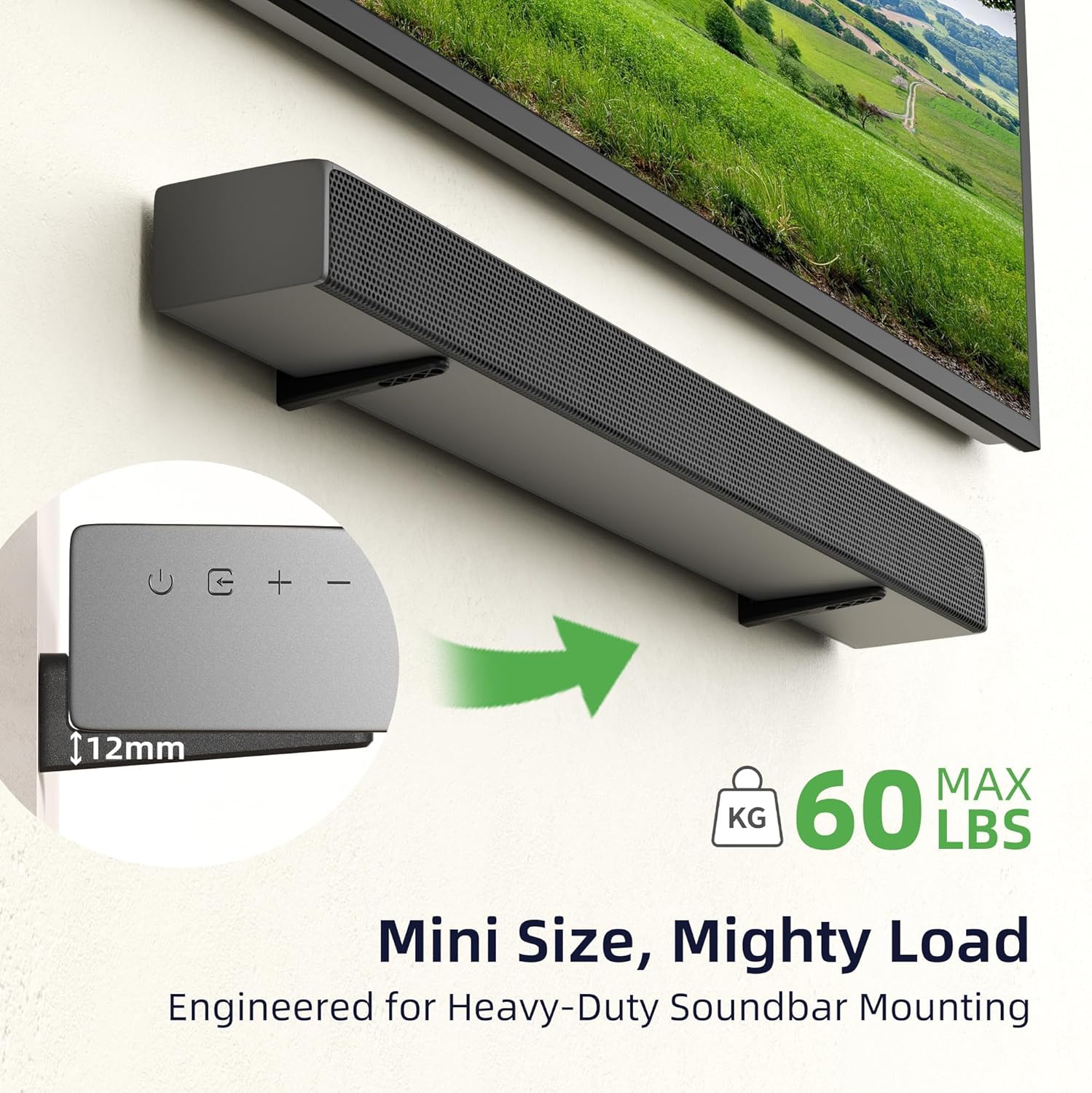 Alternative view of ELETIUO Soundbar Mount,Heavy Duty L Bracket Holds up to 60 lbs,Universal Wall Mount Compatible with Samsung, Sony, LG, JBL, Bose, Vizio, Roku, Polk Audio,Onn & More (Above or Under TV)