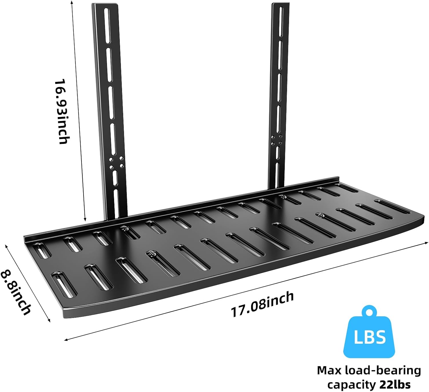 Alternative view of Soundbar Mount with Adjustable Height, Sound bar Mount up to 22 lbs, Soundbar Mount Under TV or Above TV, Soundbar tv Mount Bracket with Detachable Long Extension Plates,No-Slip Base Holder (BLACK)