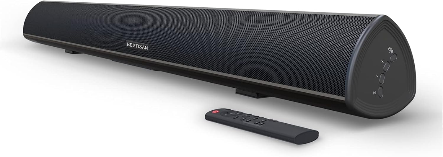 BESTISAN Soundbar, TV Sound Bar with Wired HDMI and Wireless Bluetooth 5.0 Home Theater System (28 Inch, Enhanced Bass Technology, 3-Inch Drivers, Bass Adjustable, Wall Mountable, DSP) - Image 7
