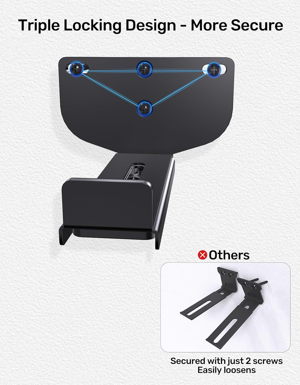 Alternative view of Etour Soundbar Wall Mount Bracket Depth Adjustable 3.3u201D-6.5u201D Hold Up to 38lbs Quick Install for Samsung, Sony, Bose, Vizio, LG, JBL and More Soundbar Shelf Under TV