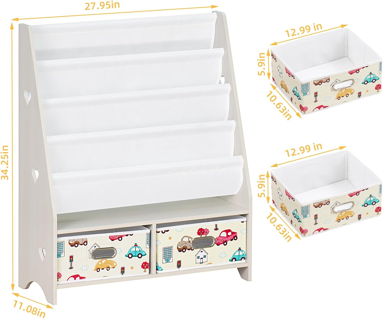 Alternative view of Lerliuo 5 Tier Kids Bookshelf, Beige Children Sling Book Shelf with 2 Drawers, Baby Toddler Wooden Bookcase and Book Rack, Display Shelves Storage Organizer for Classroom, Playroom, Bedroom, Nursery