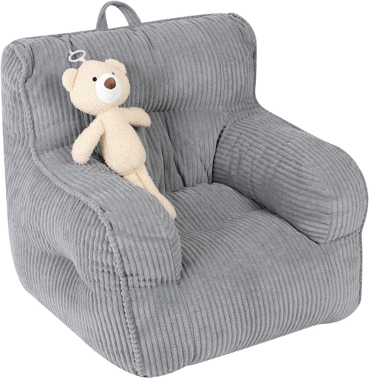 MOMCAYWEX Kids Bean Bag Chair with a Plush Bear, Comfy Toddler Chair for Boys and Girls, Beige - Image 9