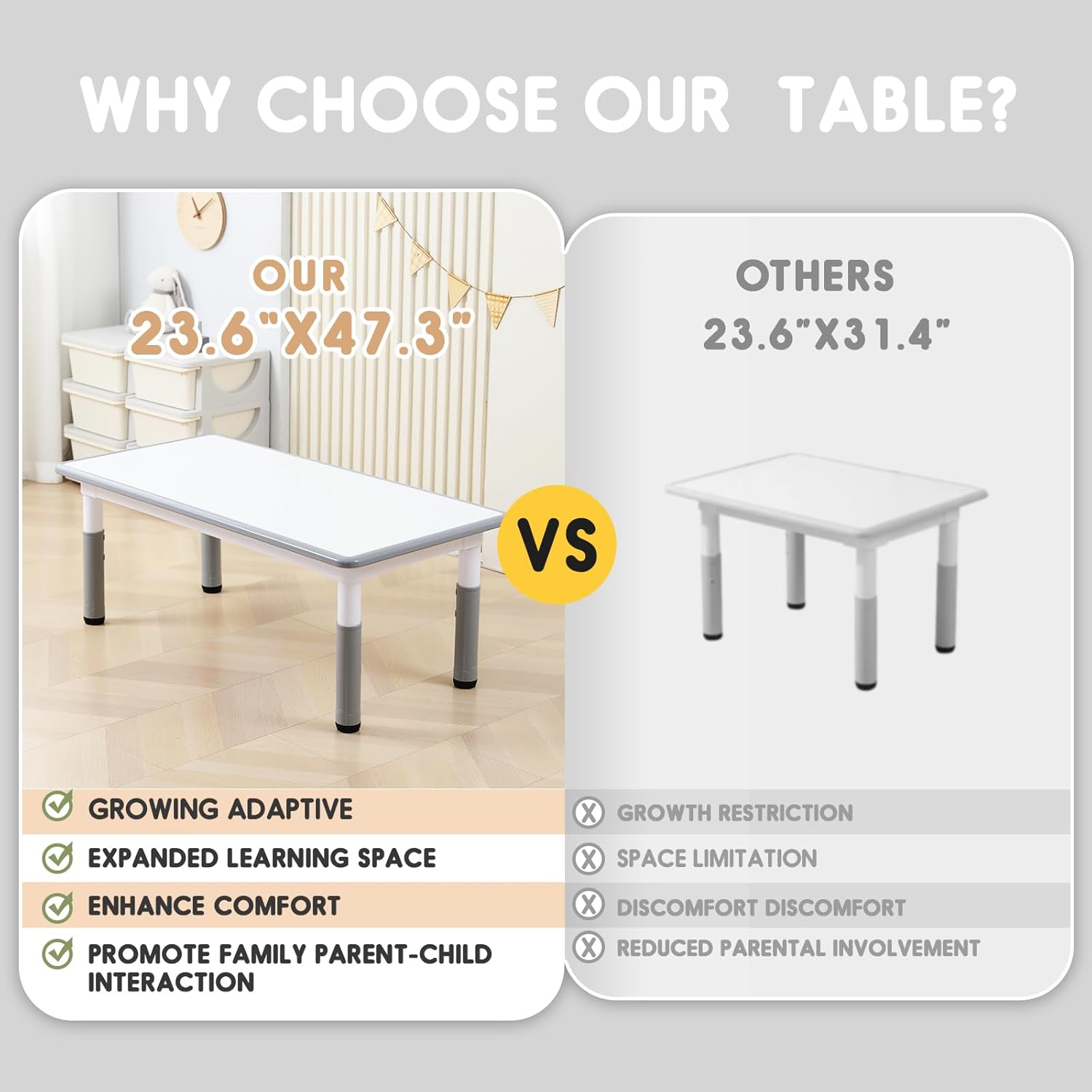 Alternative view of JIAOQIU Kids Table and Chair Set for Toddlers - Adjustable Activity Center with Non-Slip Legs & Graffiti-Proof Surface Ages 3-12