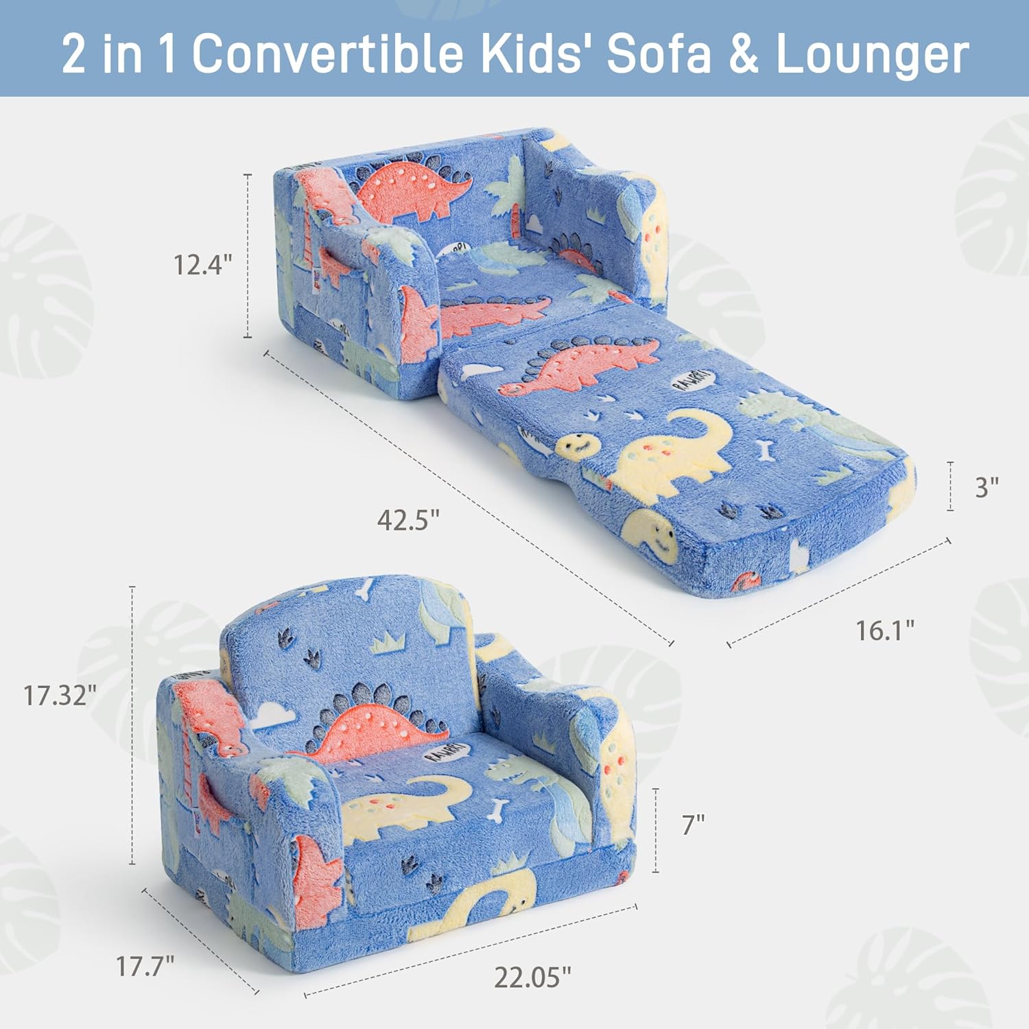 Alternative view of aodisman Thick Comfy Toddler Chair and Couch for Kids,2-in-1 Soft Plush Fold Out Sofa for Children,Convertible Couch to Lounger for Toddler