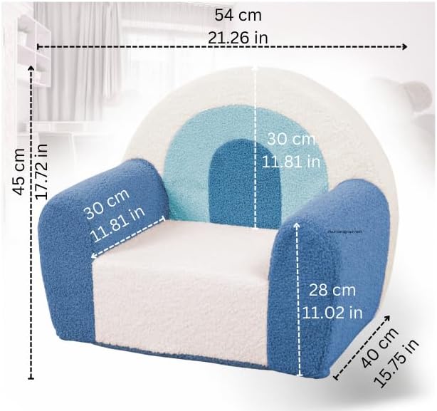 Alternative view of Oqto Baby Couch and Toddlers Couch u2013 Blue Edition. Soft and Colorful Rainbow Sofa for Kids, Playroom Furniture and Babyroom Décor, Great for Reading and Playtime, Ideal for Boys and Girls