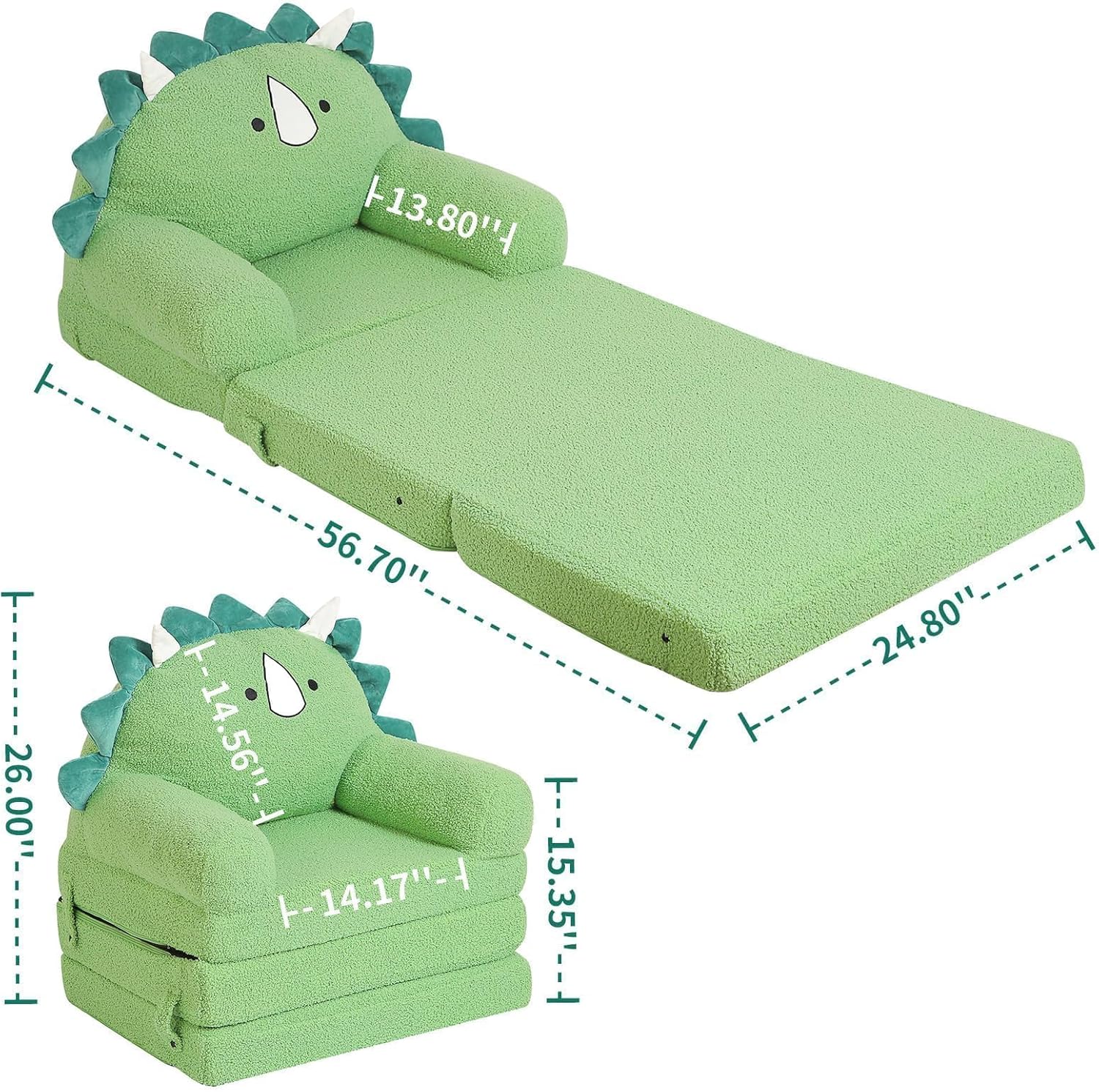 Alternative view of MOMCAYWEX Kids Sofa, Sherpa Couch with Tri-Layer Foam Cushions, Comfy Seating for Kids Age 3u20136 Years, Green